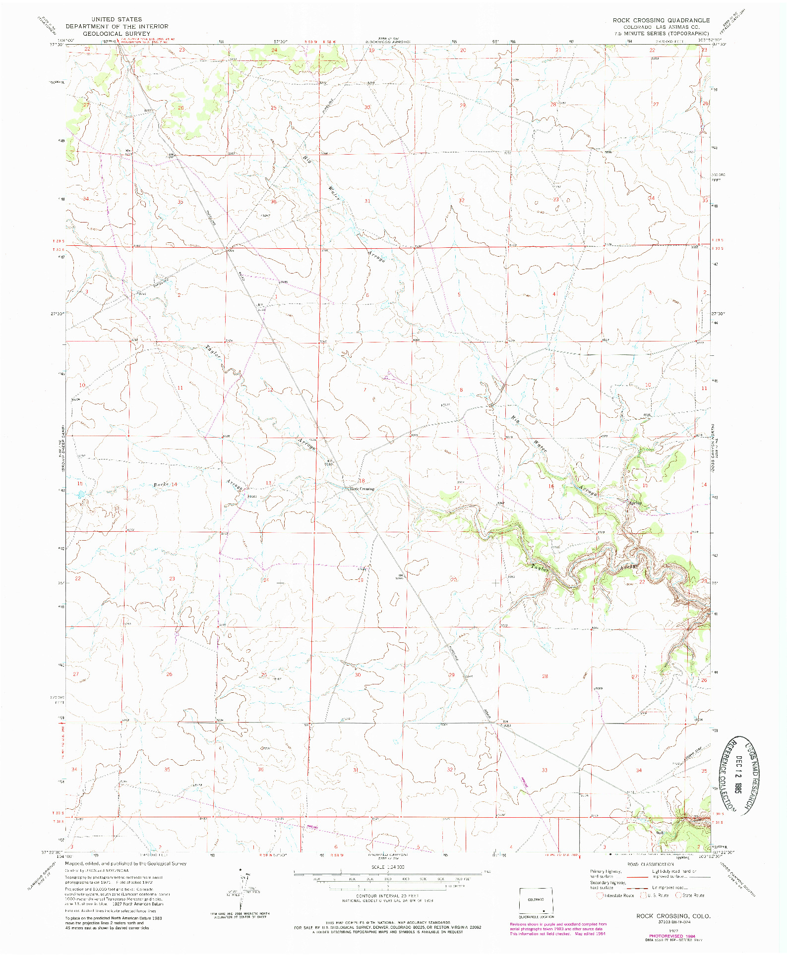 USGS 1:24000-SCALE QUADRANGLE FOR ROCK CROSSING, CO 1972