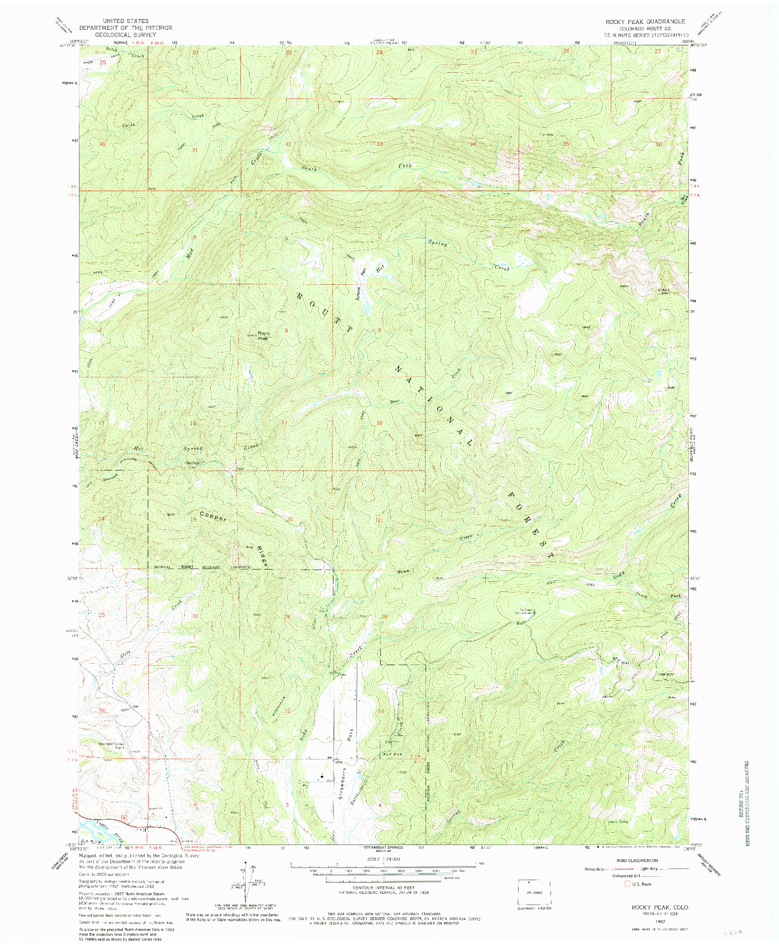 USGS 1:24000-SCALE QUADRANGLE FOR ROCKY PEAK, CO 1962