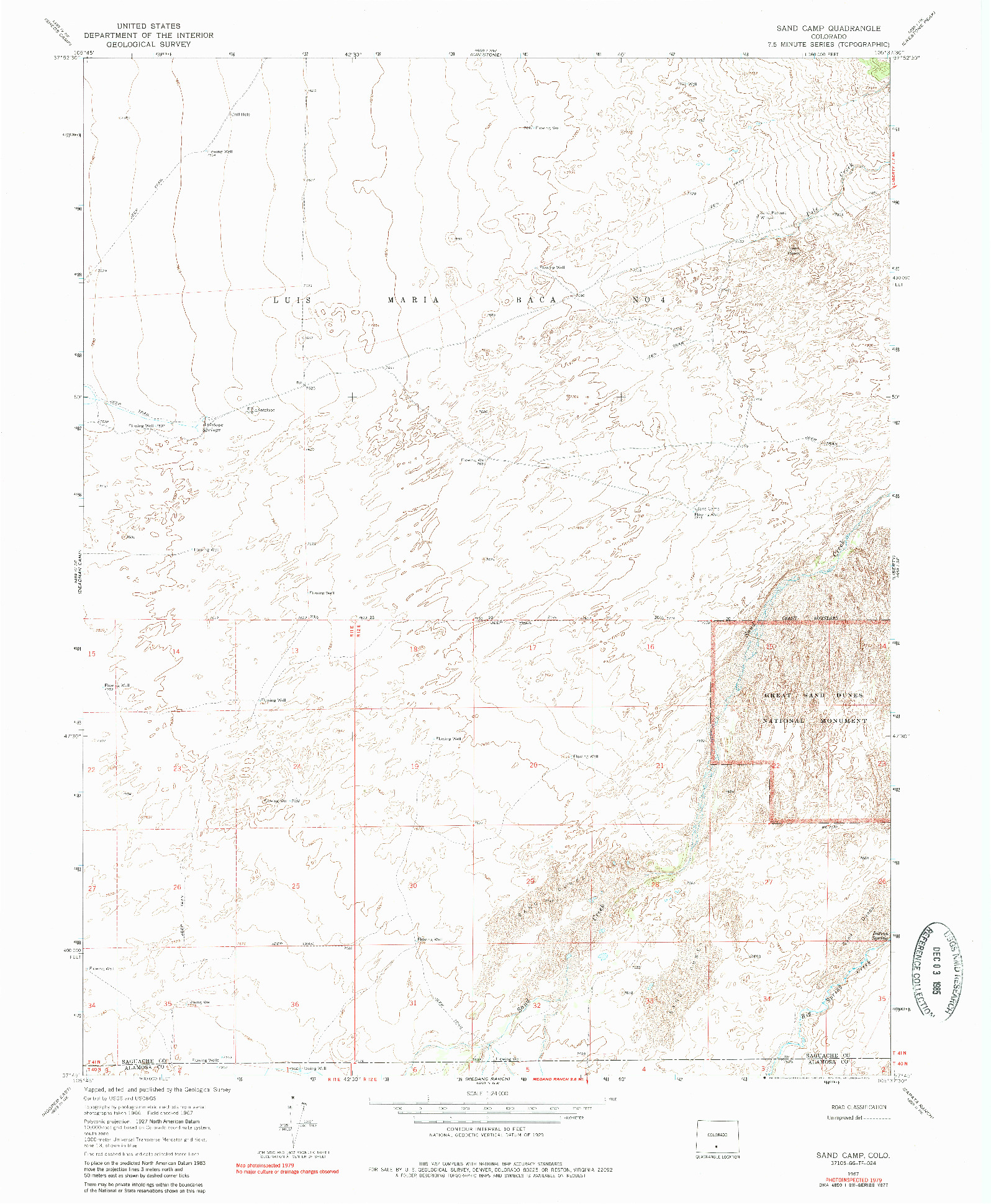 USGS 1:24000-SCALE QUADRANGLE FOR SAND CAMP, CO 1967