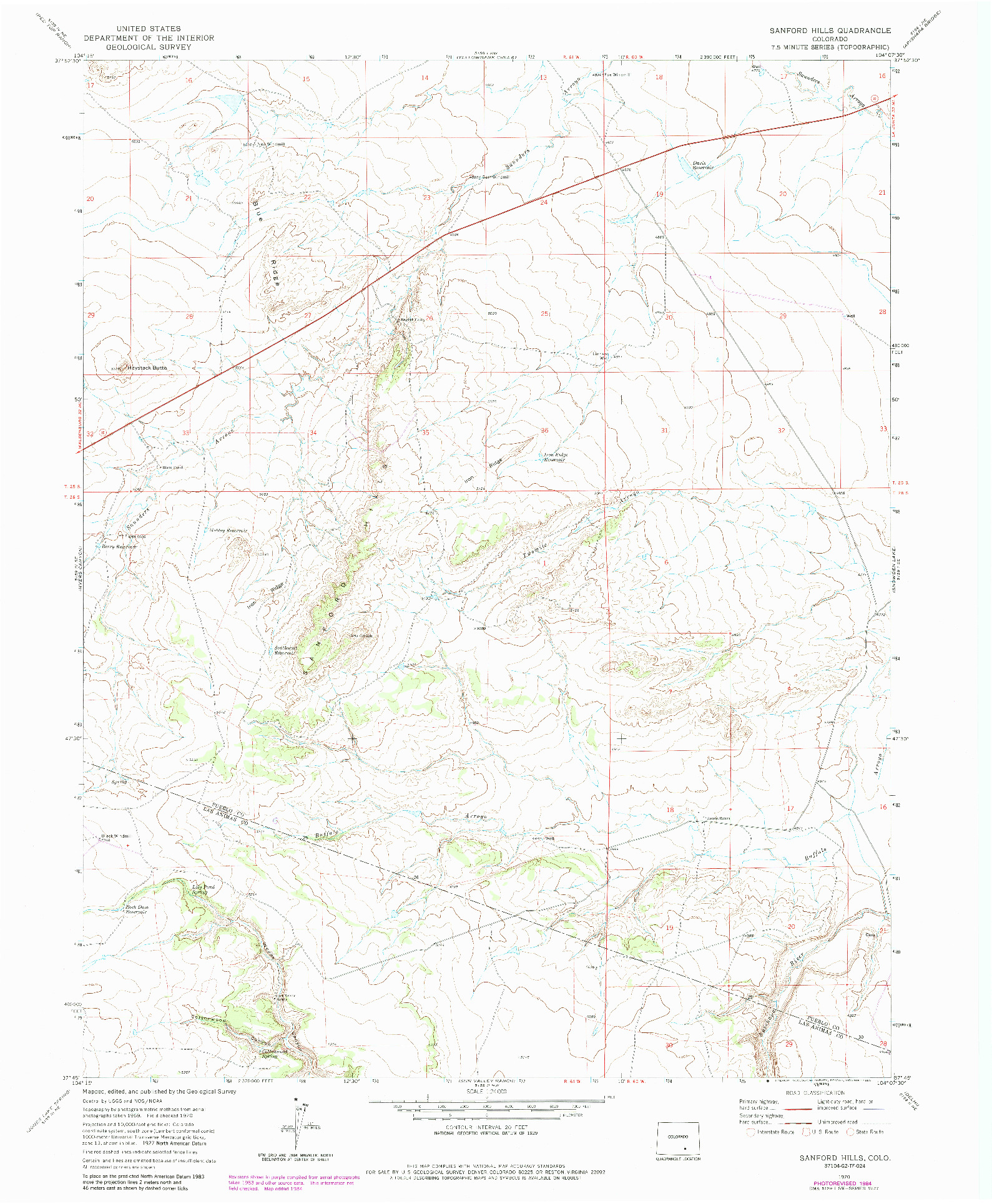 USGS 1:24000-SCALE QUADRANGLE FOR SANFORD HILLS, CO 1970