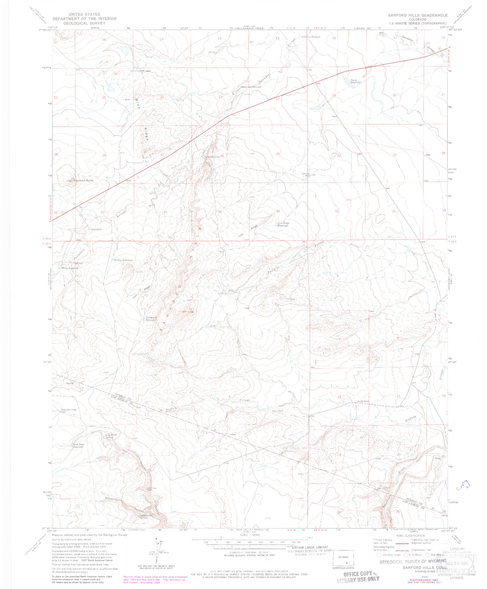 USGS 1:24000-SCALE QUADRANGLE FOR SANFORD HILLS, CO 1970