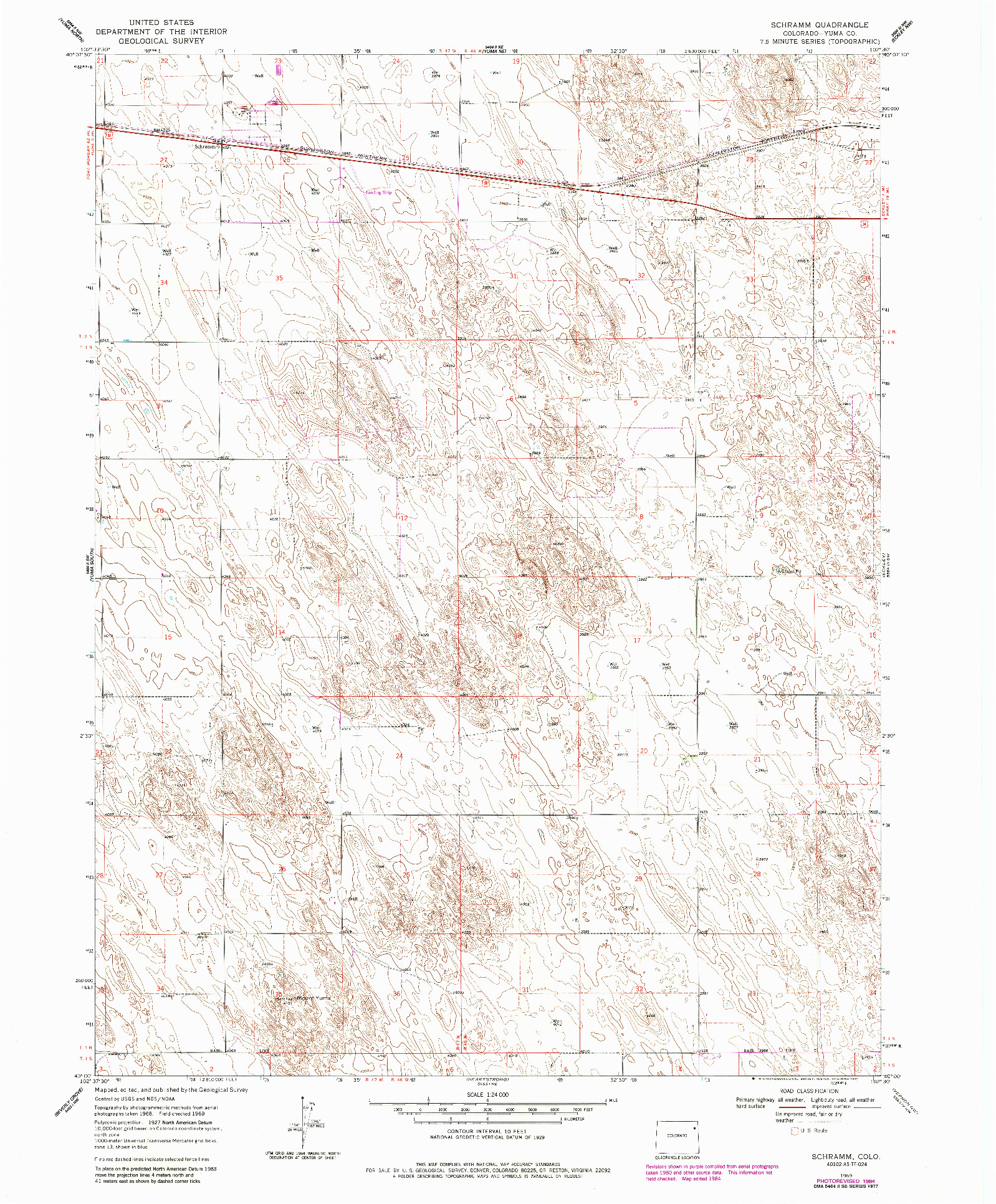 USGS 1:24000-SCALE QUADRANGLE FOR SCHRAMM, CO 1969