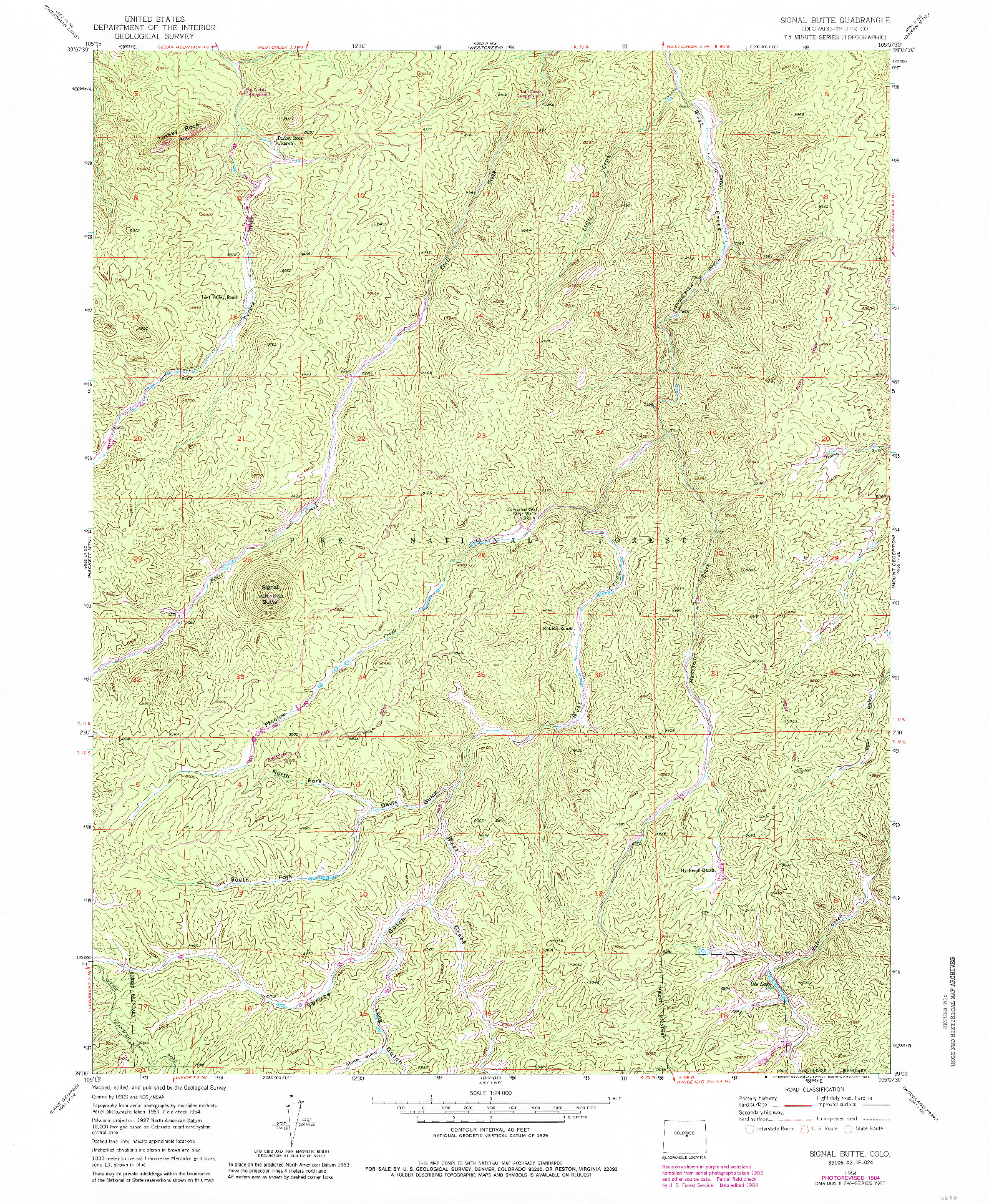 USGS 1:24000-SCALE QUADRANGLE FOR SIGNAL BUTTE, CO 1954