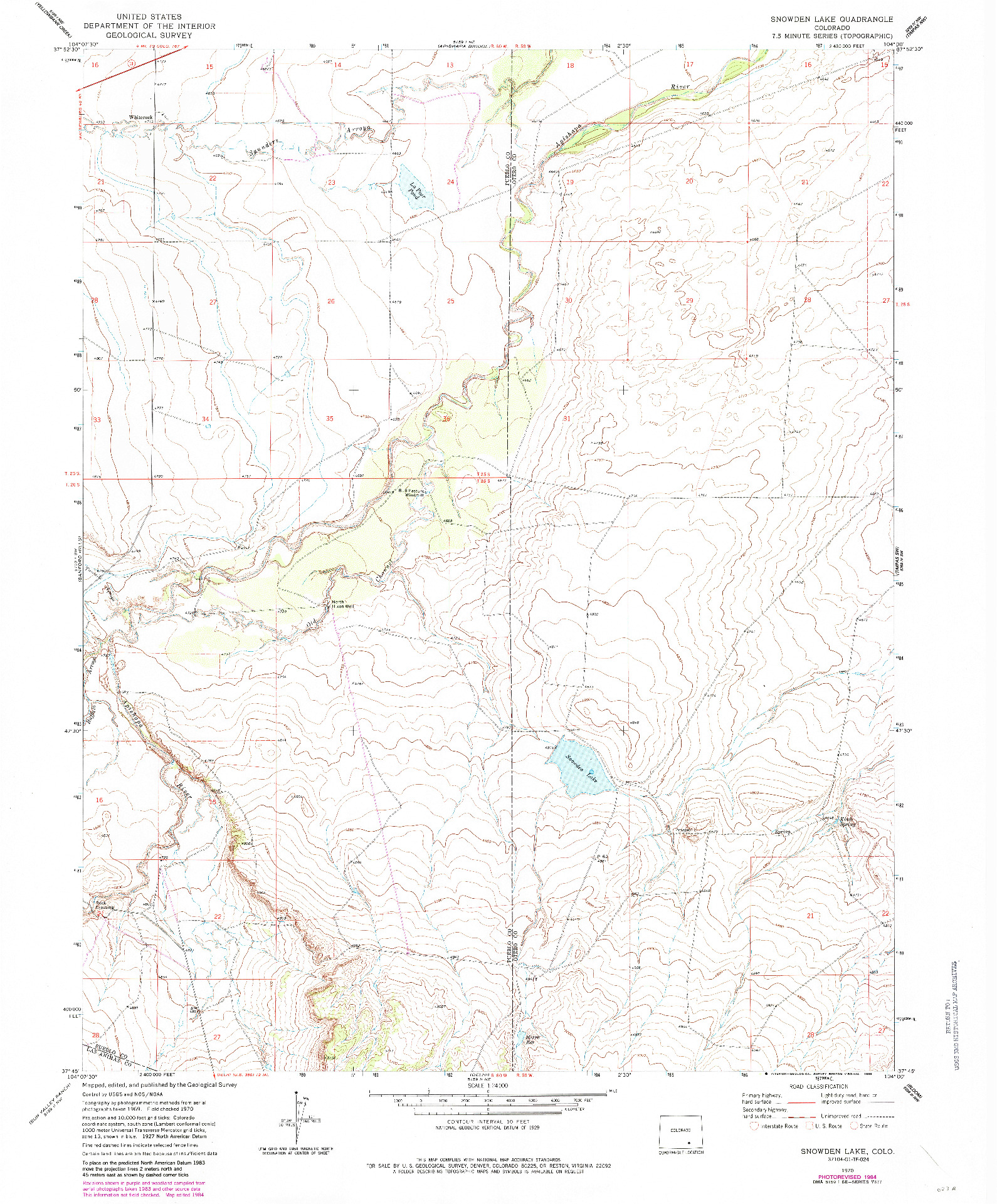 USGS 1:24000-SCALE QUADRANGLE FOR SNOWDEN LAKE, CO 1970