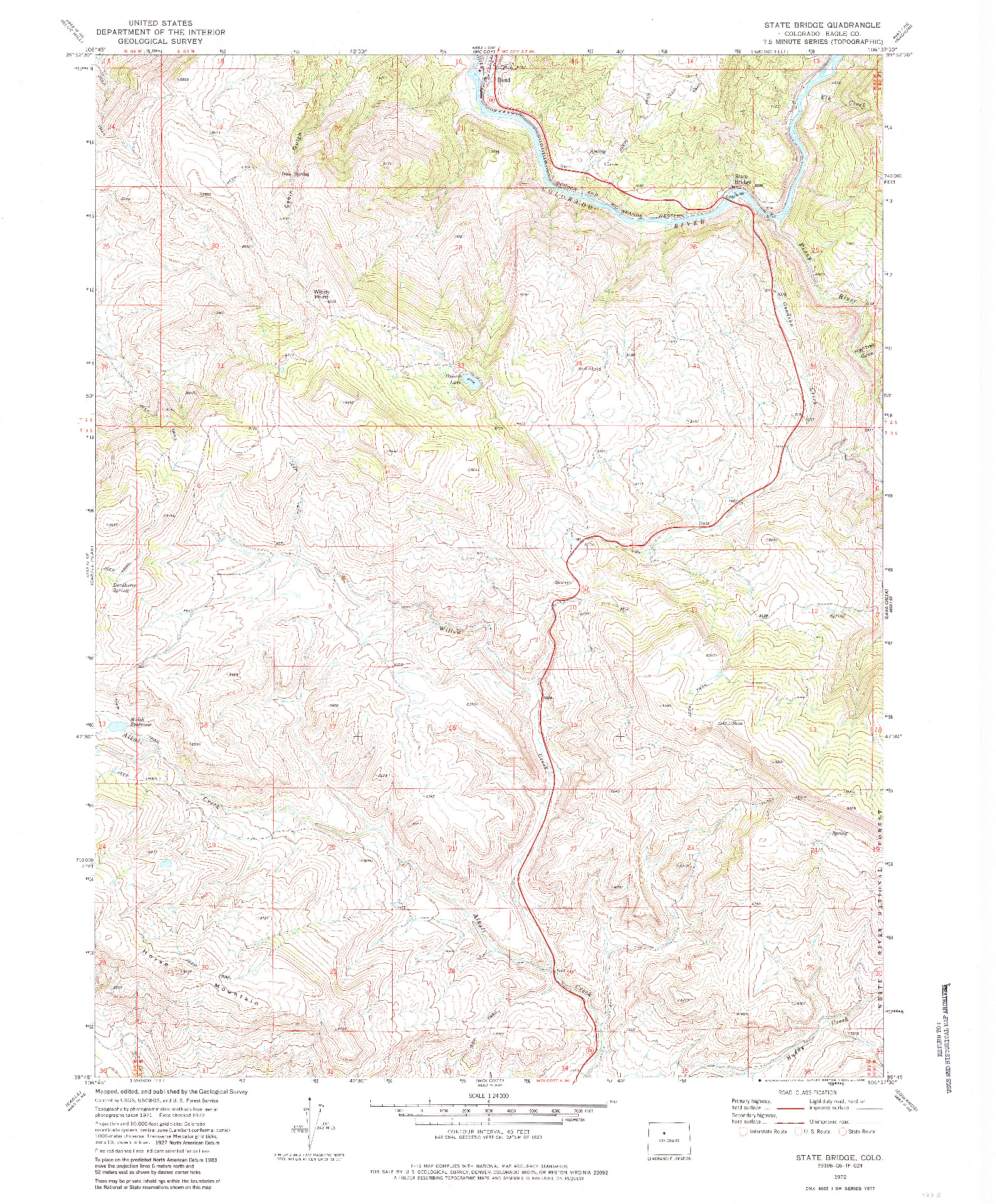 USGS 1:24000-SCALE QUADRANGLE FOR STATE BRIDGE, CO 1972