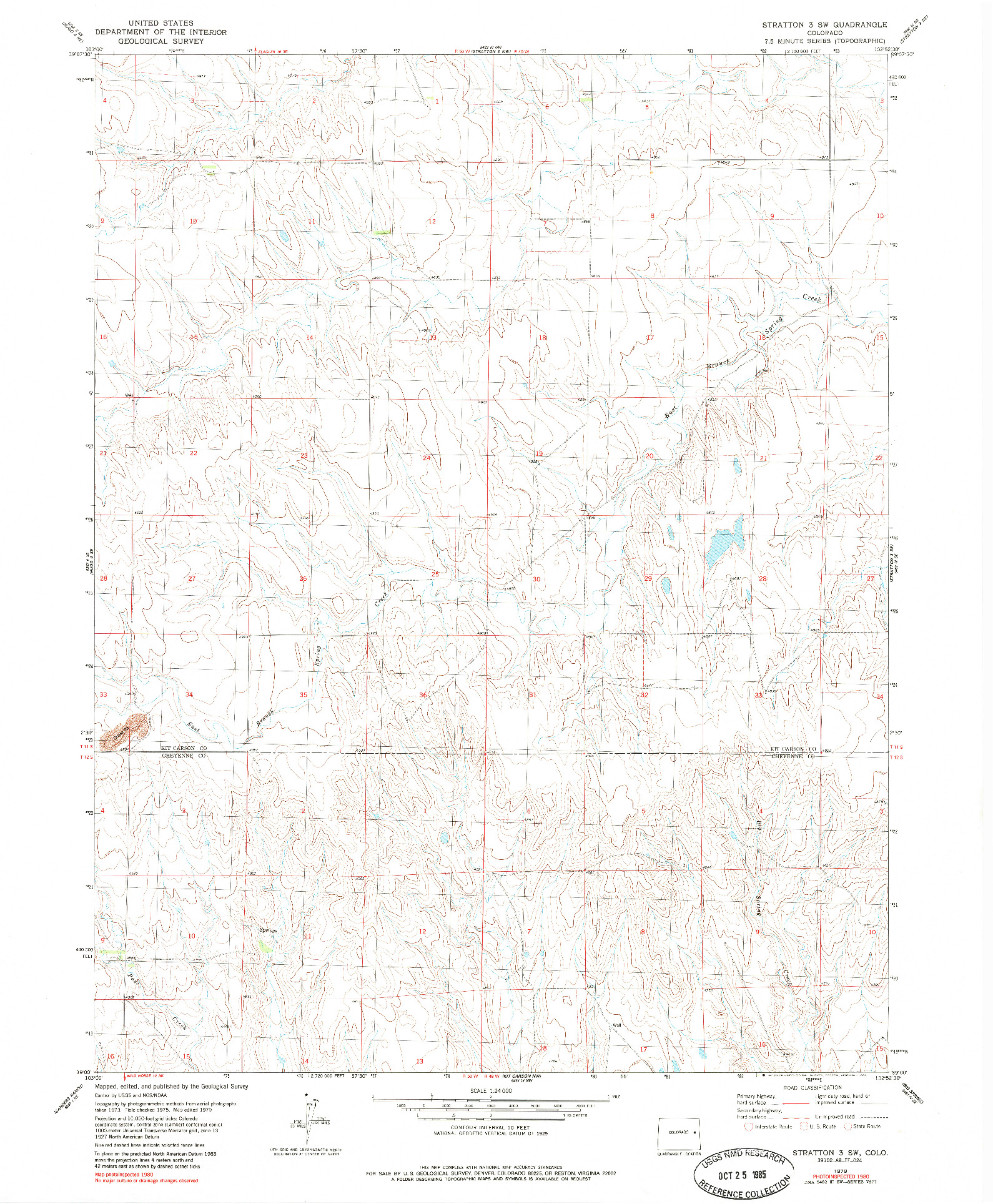 USGS 1:24000-SCALE QUADRANGLE FOR STRATTON 3 SW, CO 1979