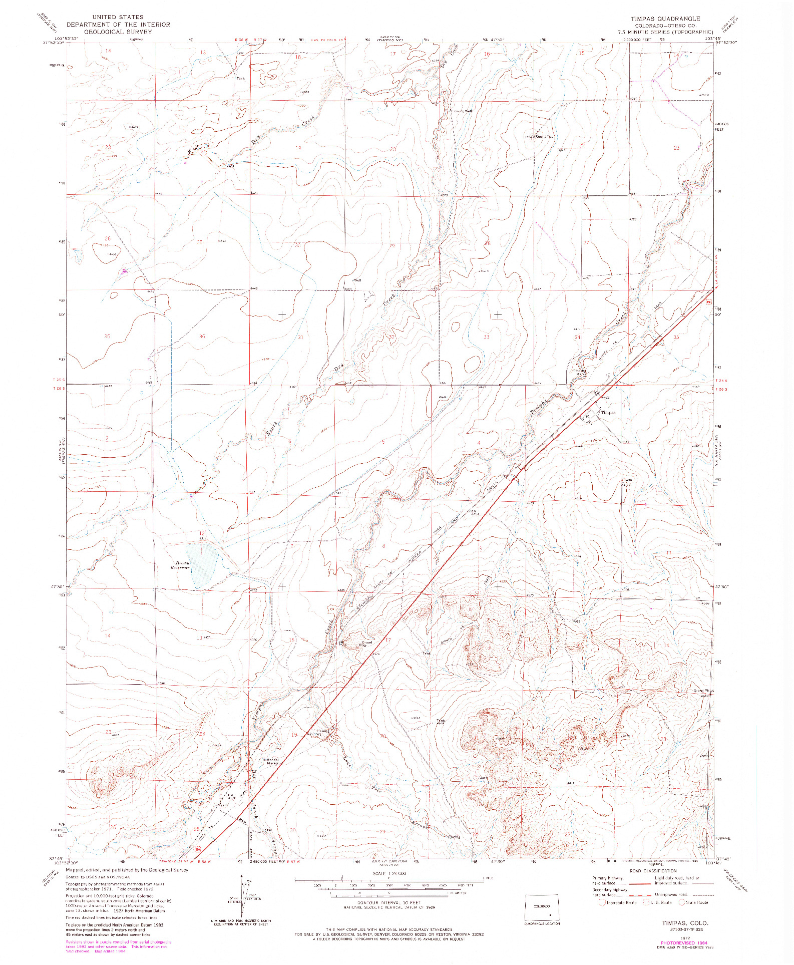 USGS 1:24000-SCALE QUADRANGLE FOR TIMPAS, CO 1972