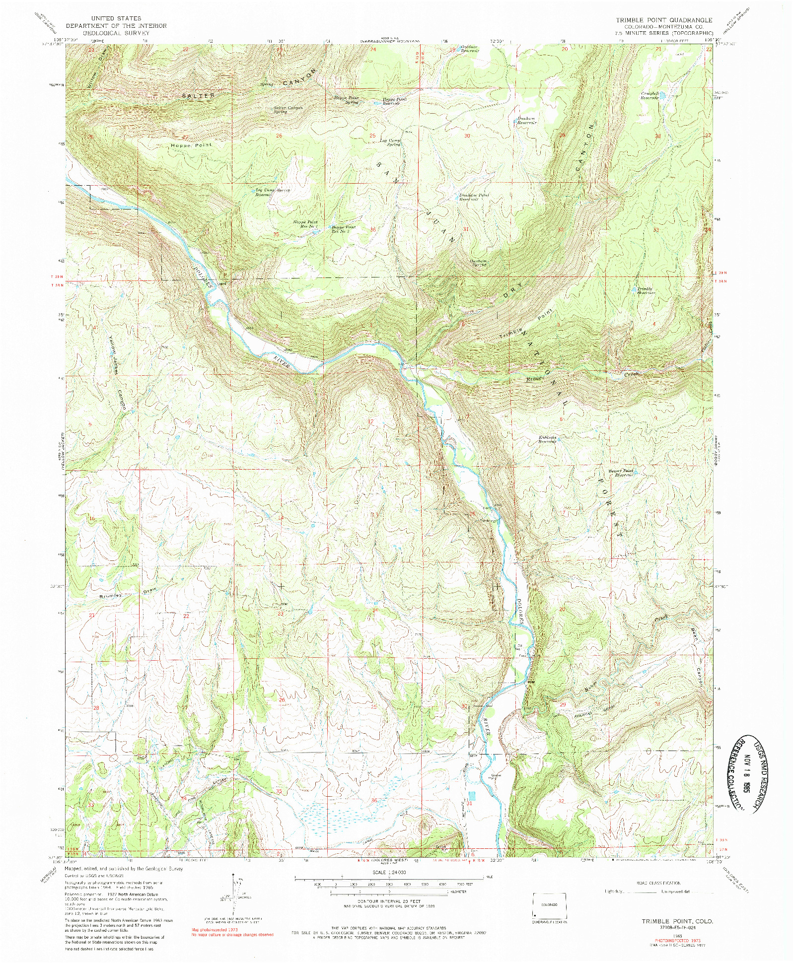 USGS 1:24000-SCALE QUADRANGLE FOR TRIMBLE POINT, CO 1965