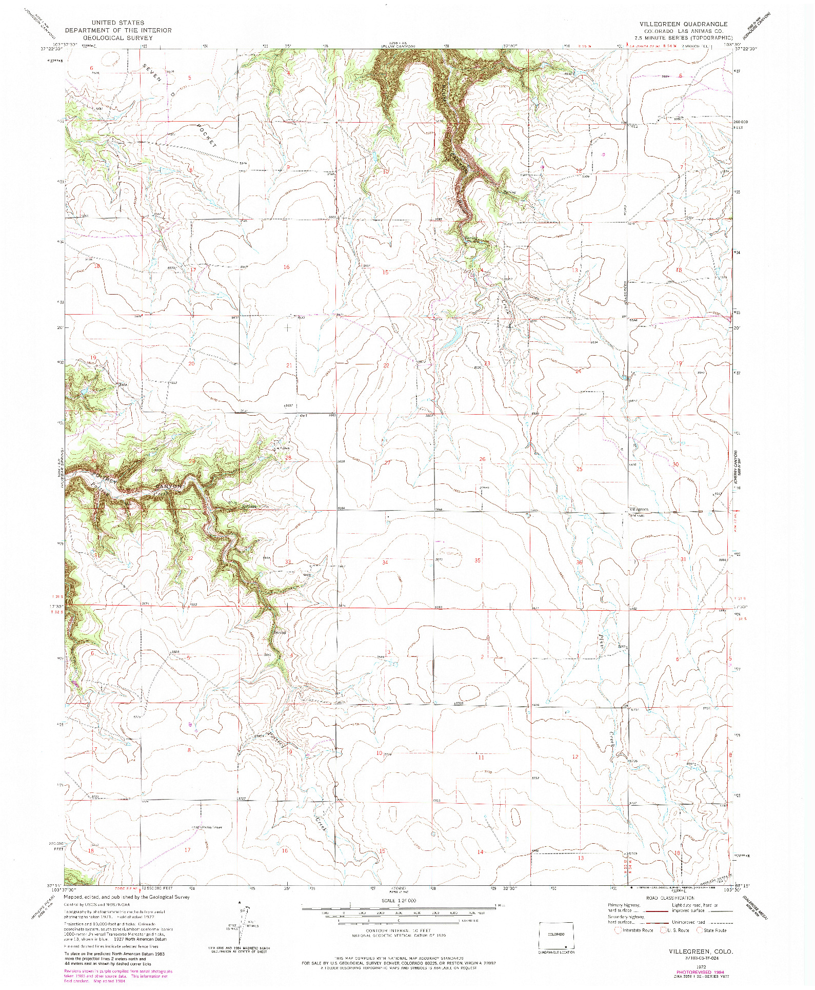 USGS 1:24000-SCALE QUADRANGLE FOR VILLEGREEN, CO 1972