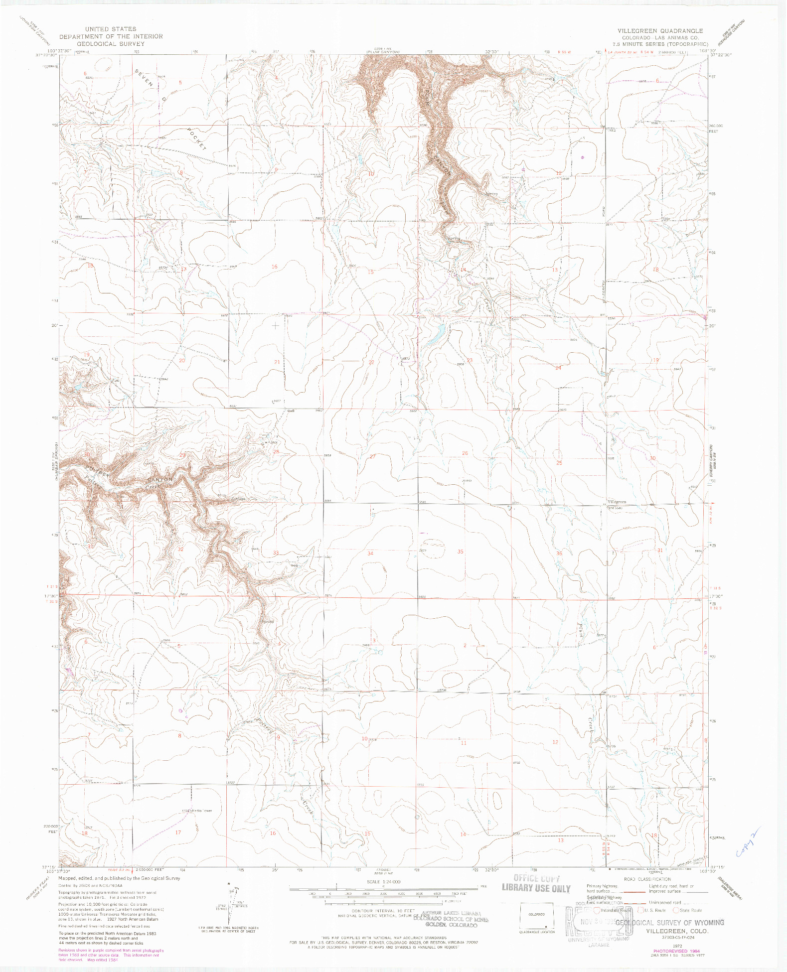 USGS 1:24000-SCALE QUADRANGLE FOR VILLEGREEN, CO 1972
