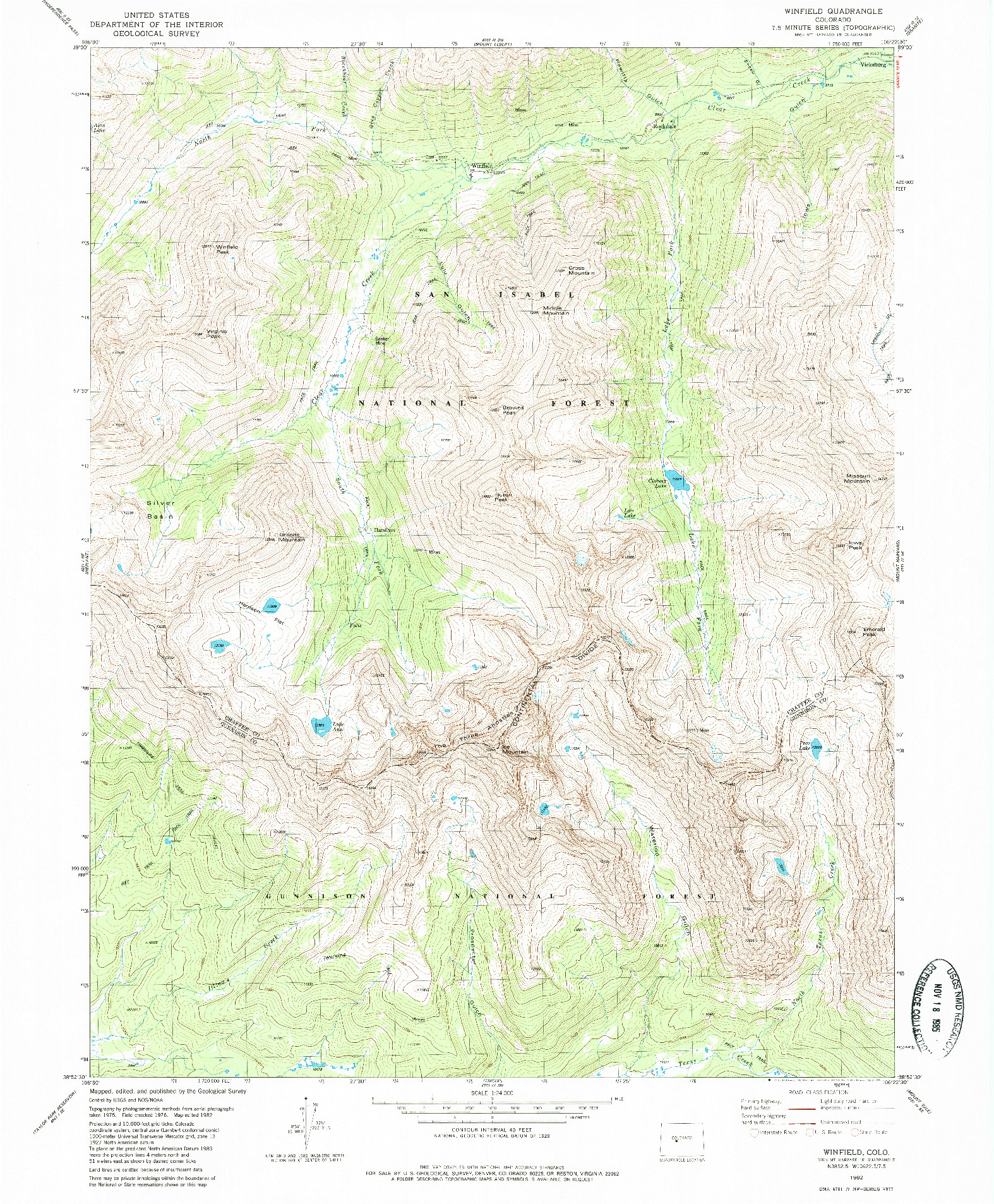 USGS 1:24000-SCALE QUADRANGLE FOR WINFIELD, CO 1982