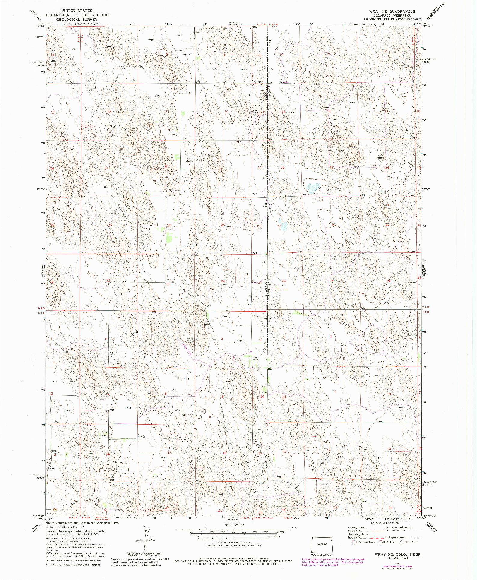 USGS 1:24000-SCALE QUADRANGLE FOR WRAY NE, CO 1971