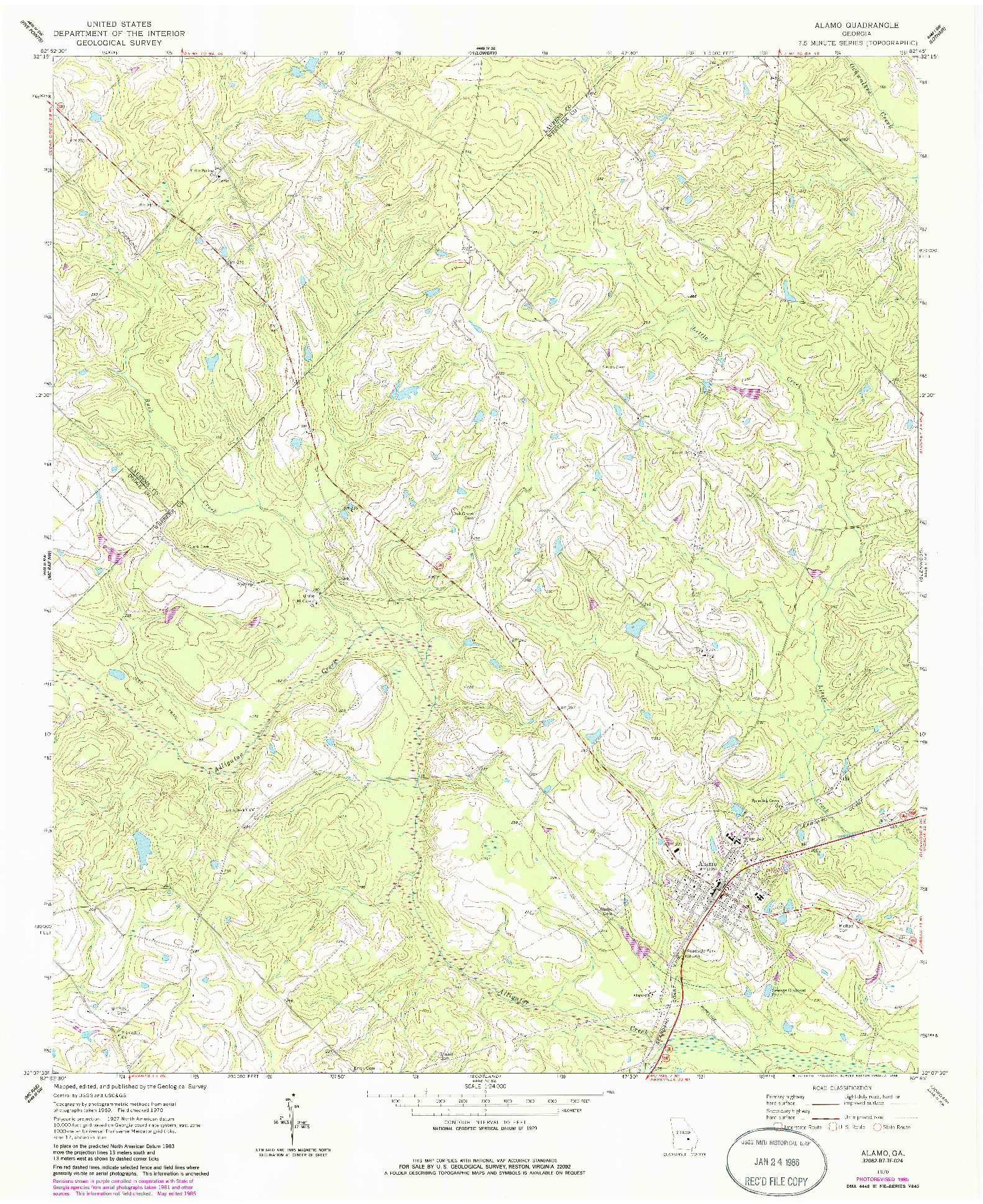 USGS 1:24000-SCALE QUADRANGLE FOR ALAMO, GA 1970