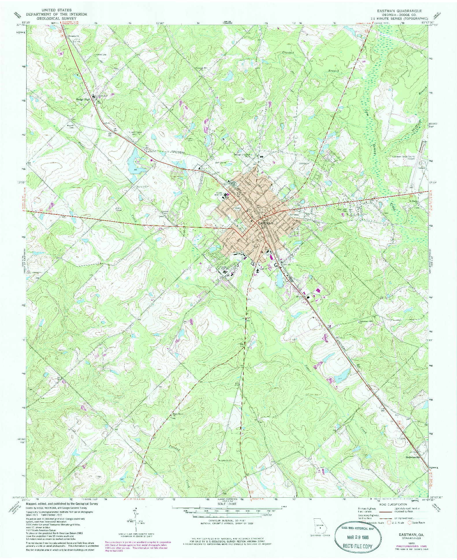 USGS 1:24000-SCALE QUADRANGLE FOR EASTMAN, GA 1972