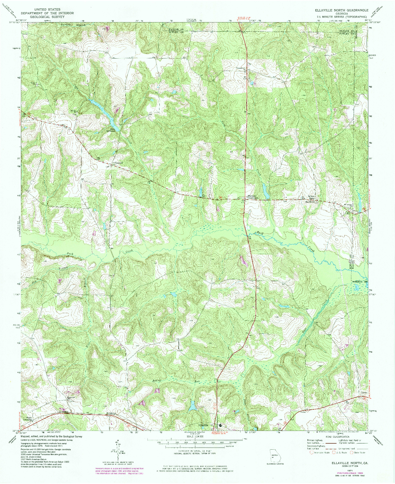 USGS 1:24000-SCALE QUADRANGLE FOR ELLAVILLE NORTH, GA 1971