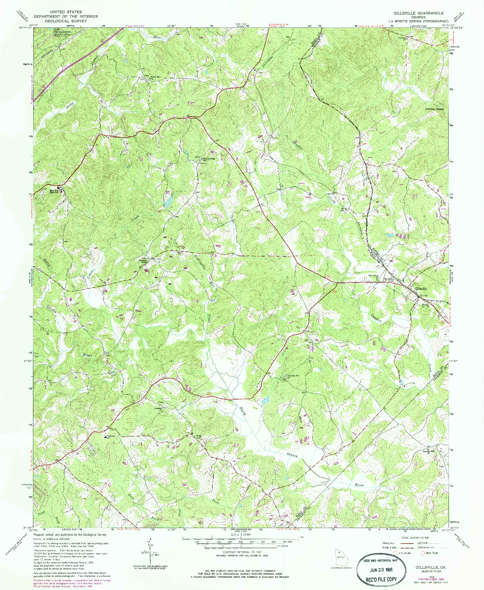 USGS 1:24000-SCALE QUADRANGLE FOR GILLSVILLE, GA 1964