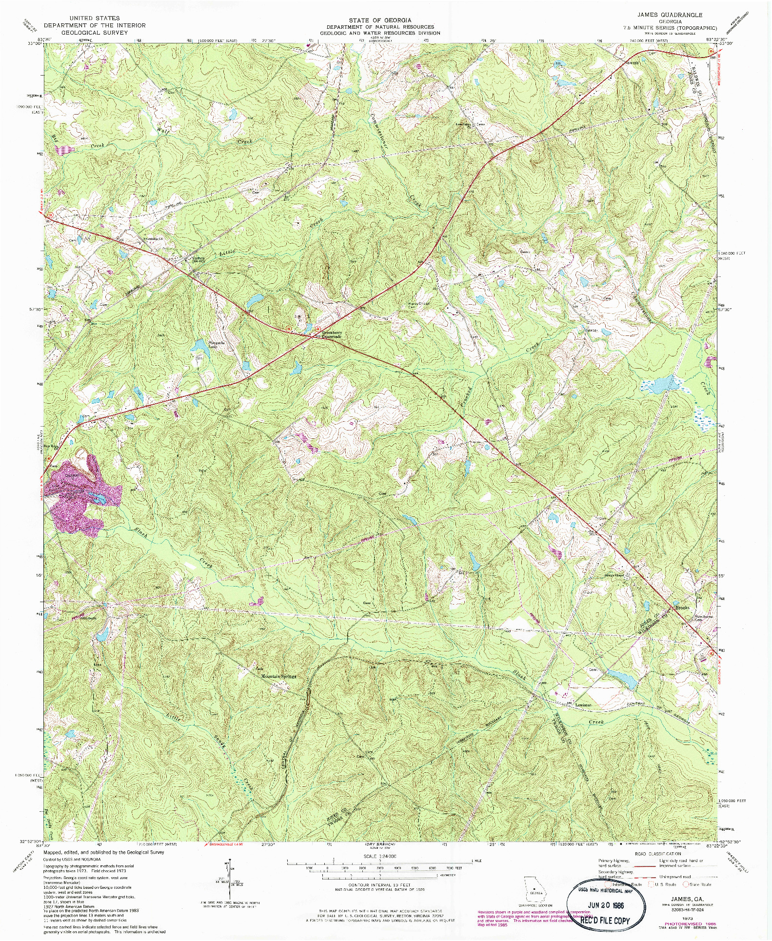 USGS 1:24000-SCALE QUADRANGLE FOR JAMES, GA 1973