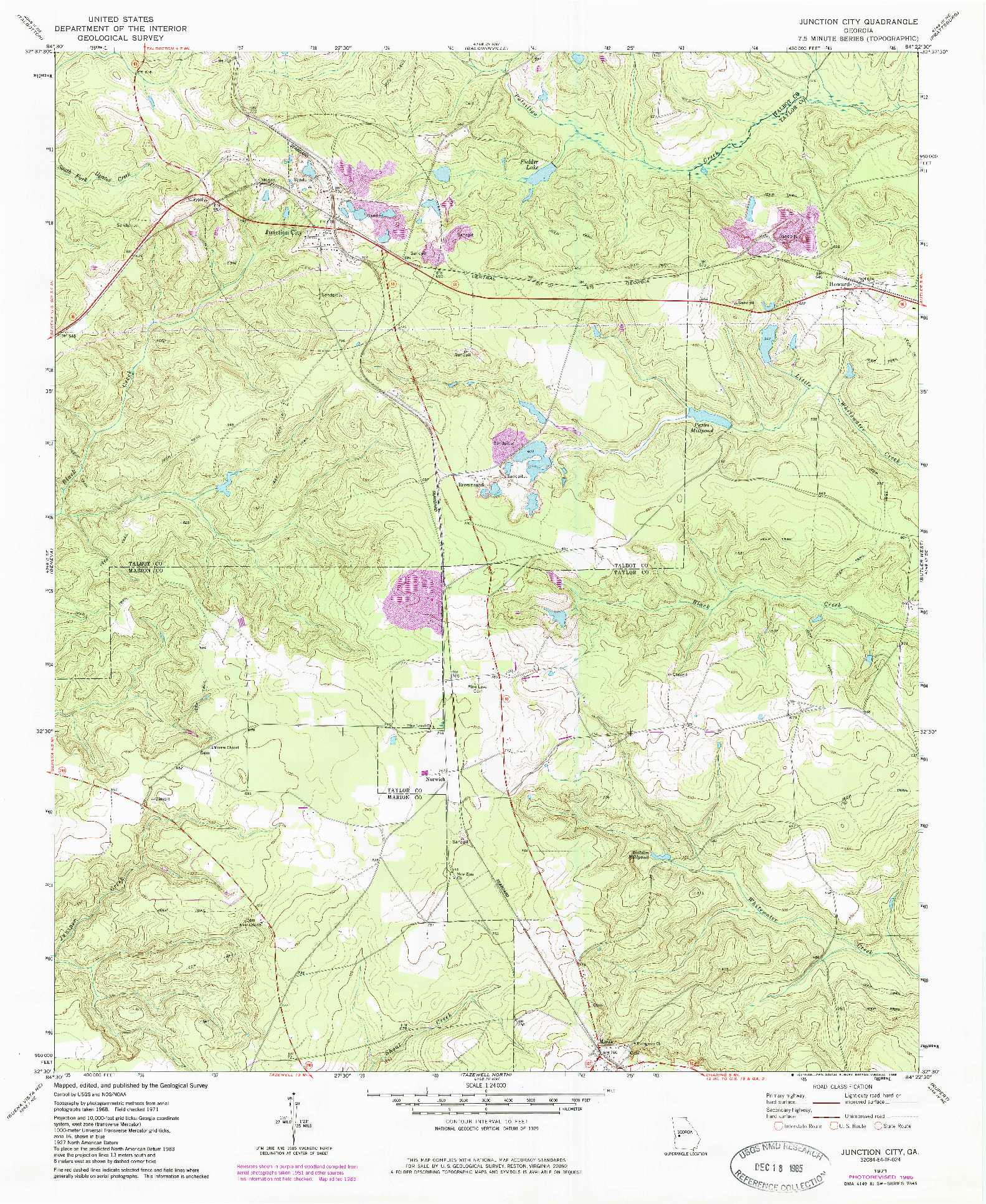 USGS 1:24000-SCALE QUADRANGLE FOR JUNCTION CITY, GA 1971