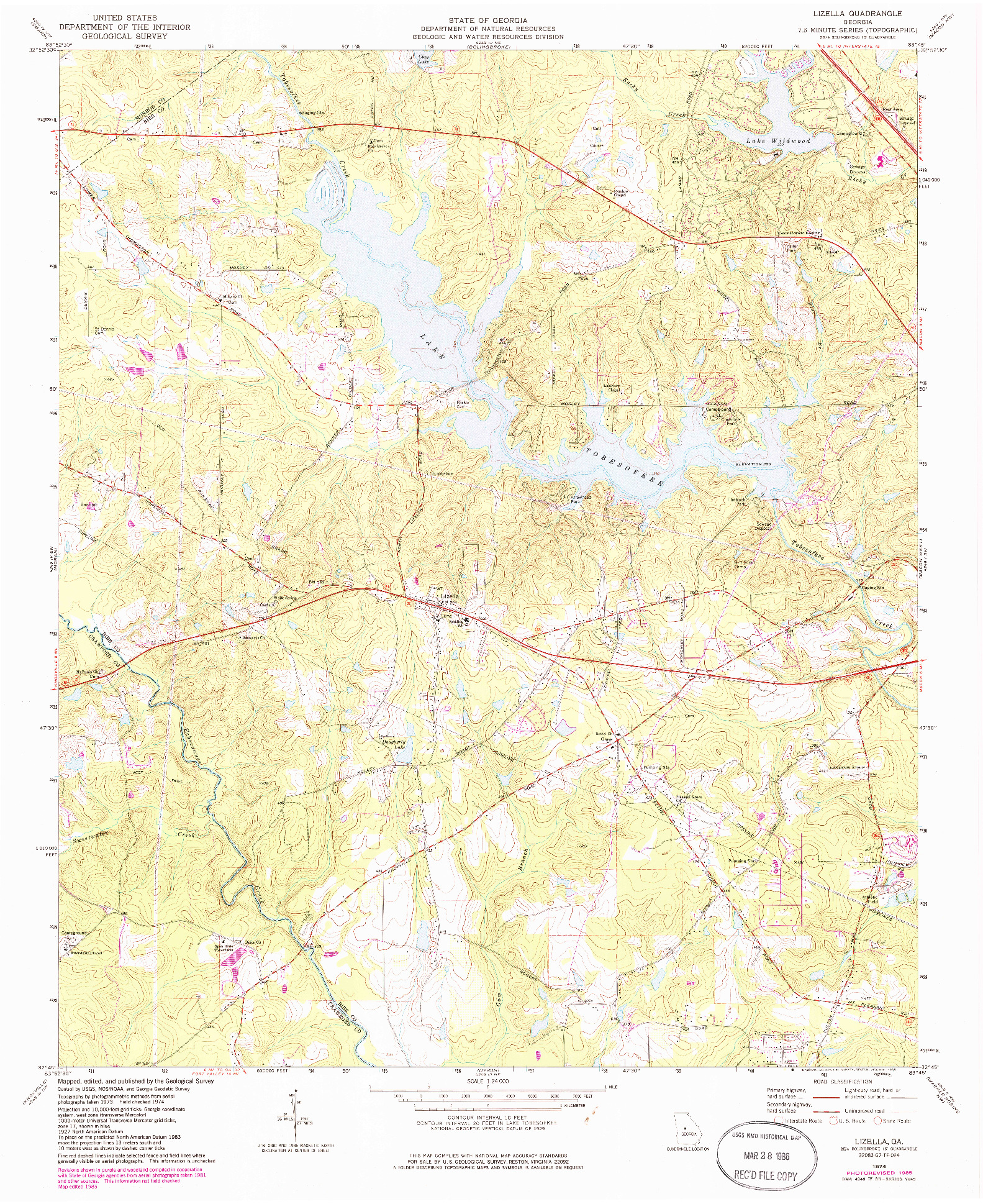 USGS 1:24000-SCALE QUADRANGLE FOR LIZELLA, GA 1974