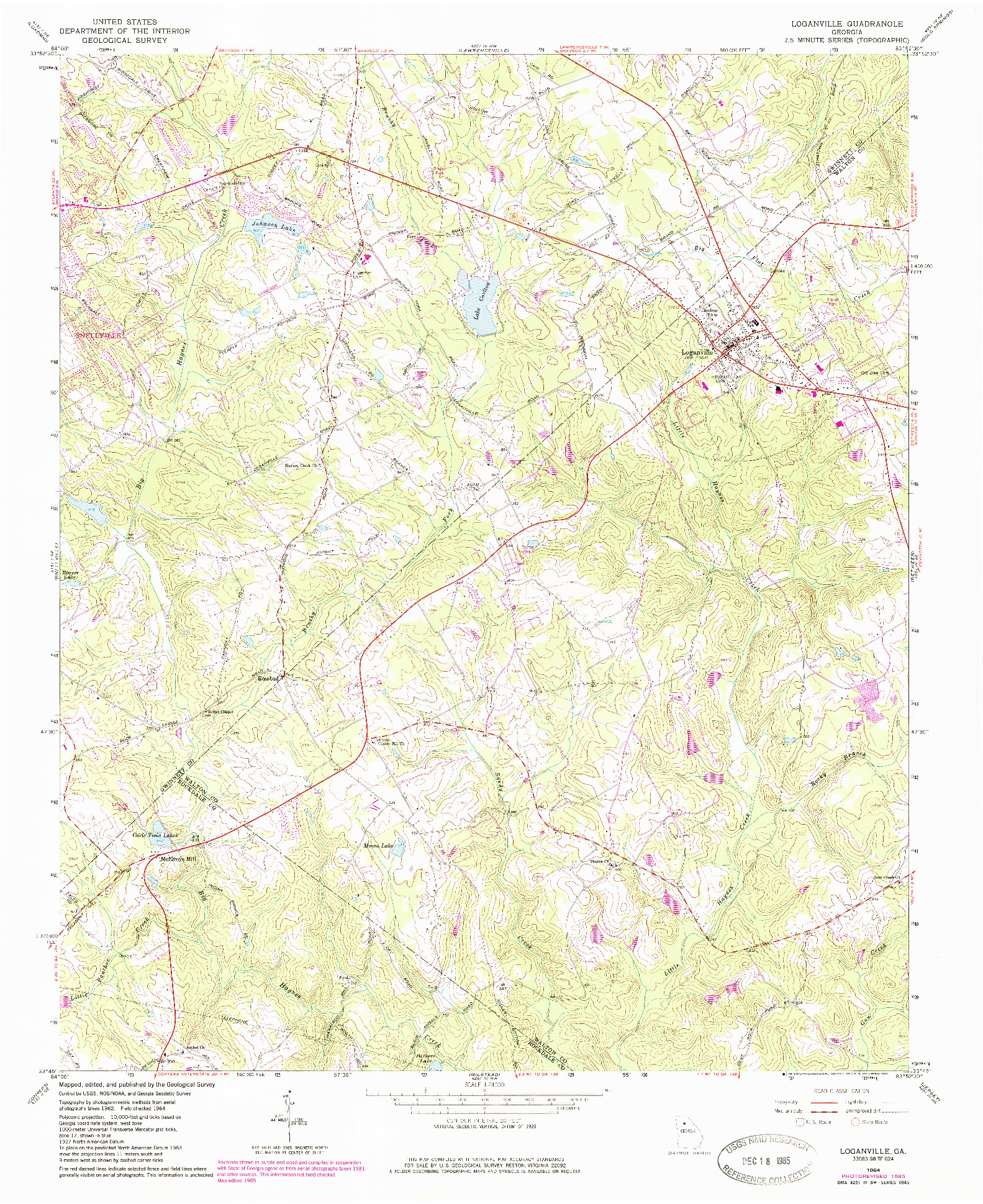 USGS 1:24000-SCALE QUADRANGLE FOR LOGANVILLE, GA 1964