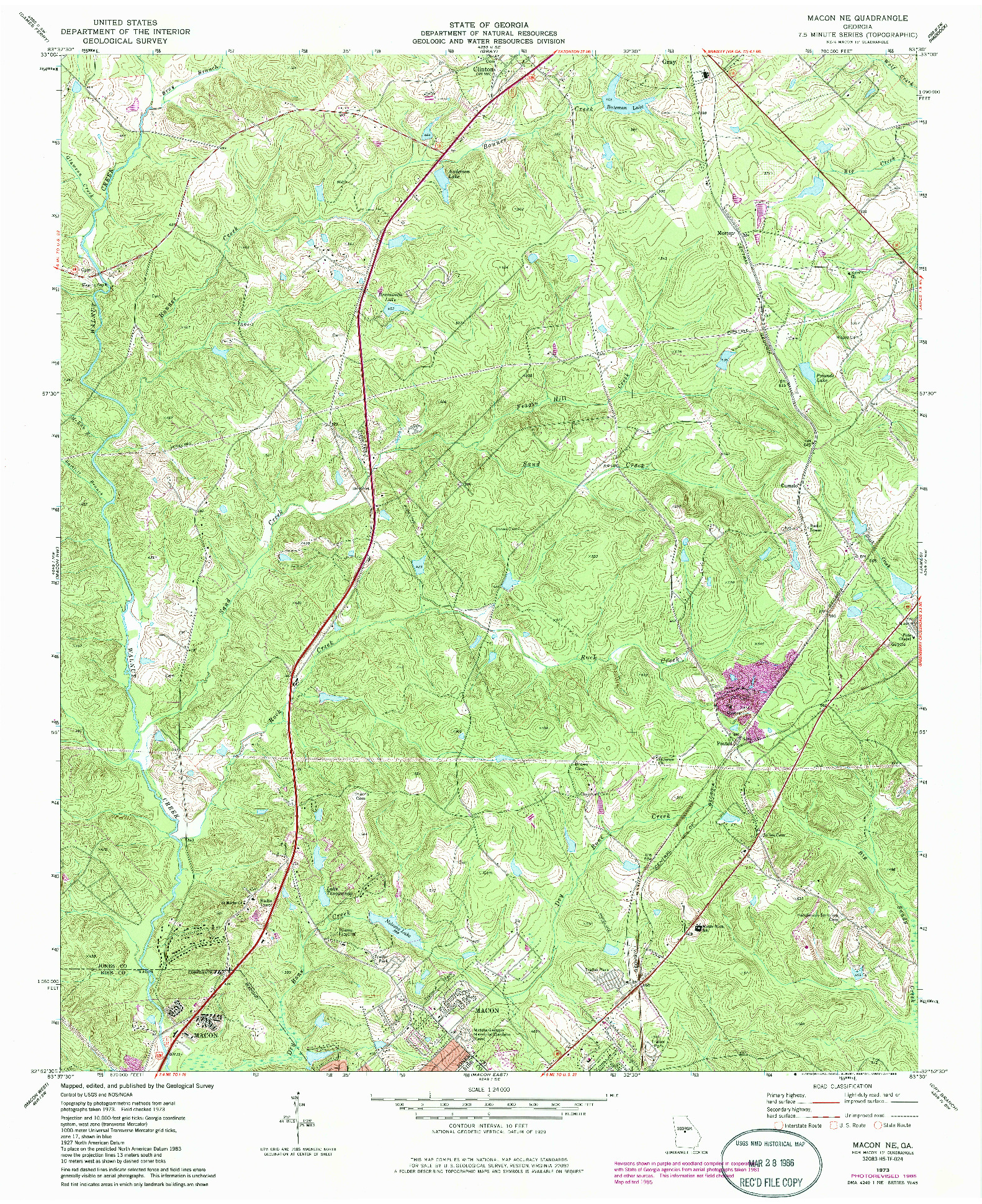 USGS 1:24000-SCALE QUADRANGLE FOR MACON NE, GA 1973