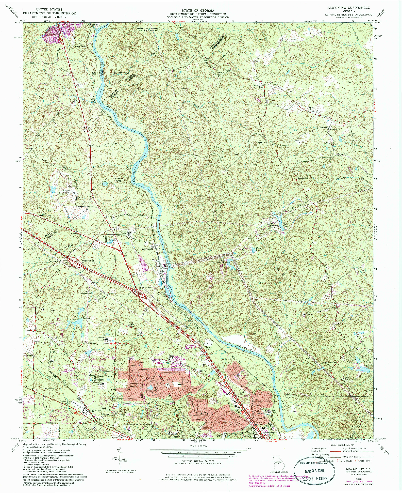 USGS 1:24000-SCALE QUADRANGLE FOR MACON NW, GA 1973