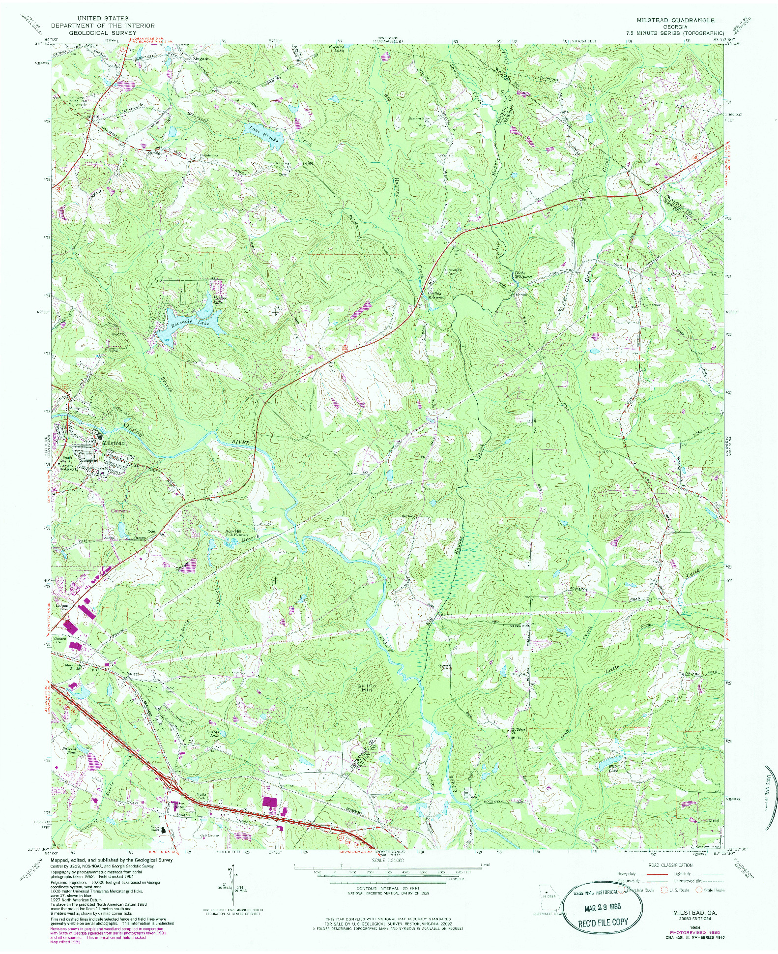 USGS 1:24000-SCALE QUADRANGLE FOR MILSTEAD, GA 1964