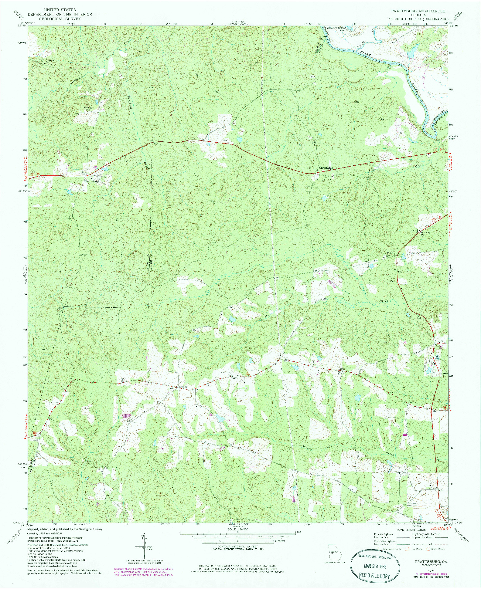 USGS 1:24000-SCALE QUADRANGLE FOR PRATTSBURG, GA 1971