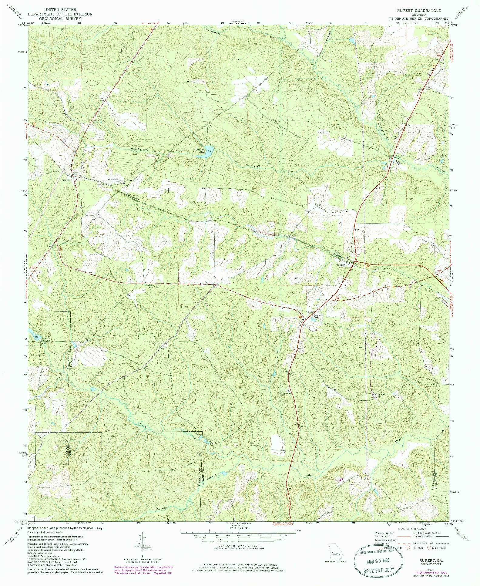USGS 1:24000-SCALE QUADRANGLE FOR RUPERT, GA 1971
