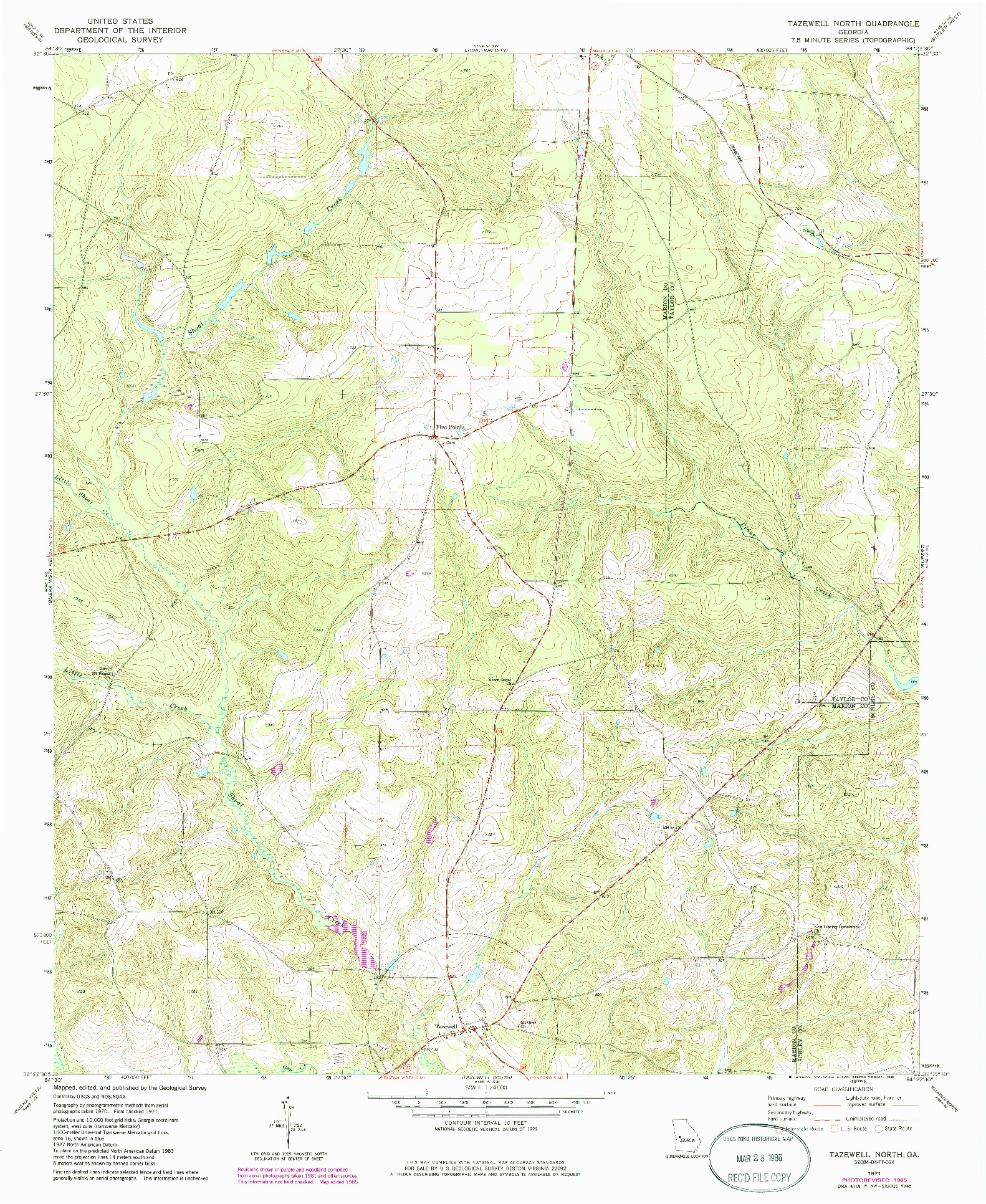 USGS 1:24000-SCALE QUADRANGLE FOR TAZEWELL NORTH, GA 1971