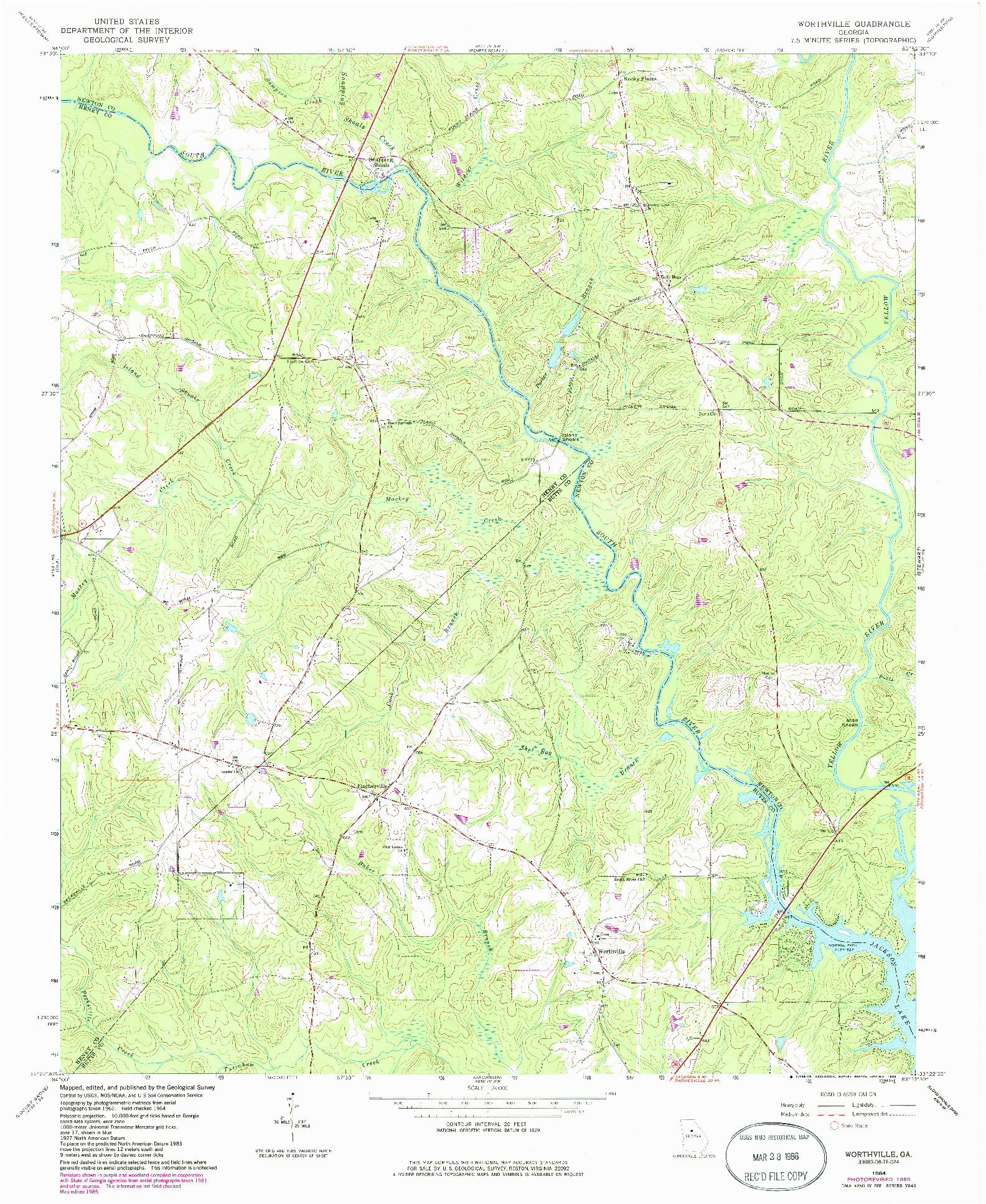 USGS 1:24000-SCALE QUADRANGLE FOR WORTHVILLE, GA 1964