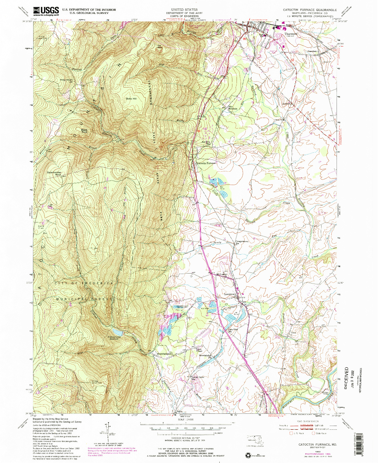 USGS 1:24000-SCALE QUADRANGLE FOR CATOCTIN FURNACE, MD 1953