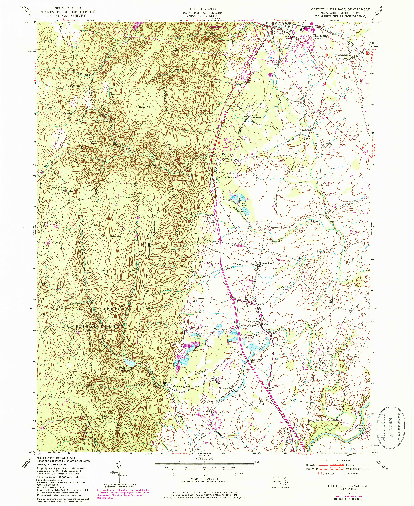 USGS 1:24000-SCALE QUADRANGLE FOR CATOCTIN FURNACE, MD 1953