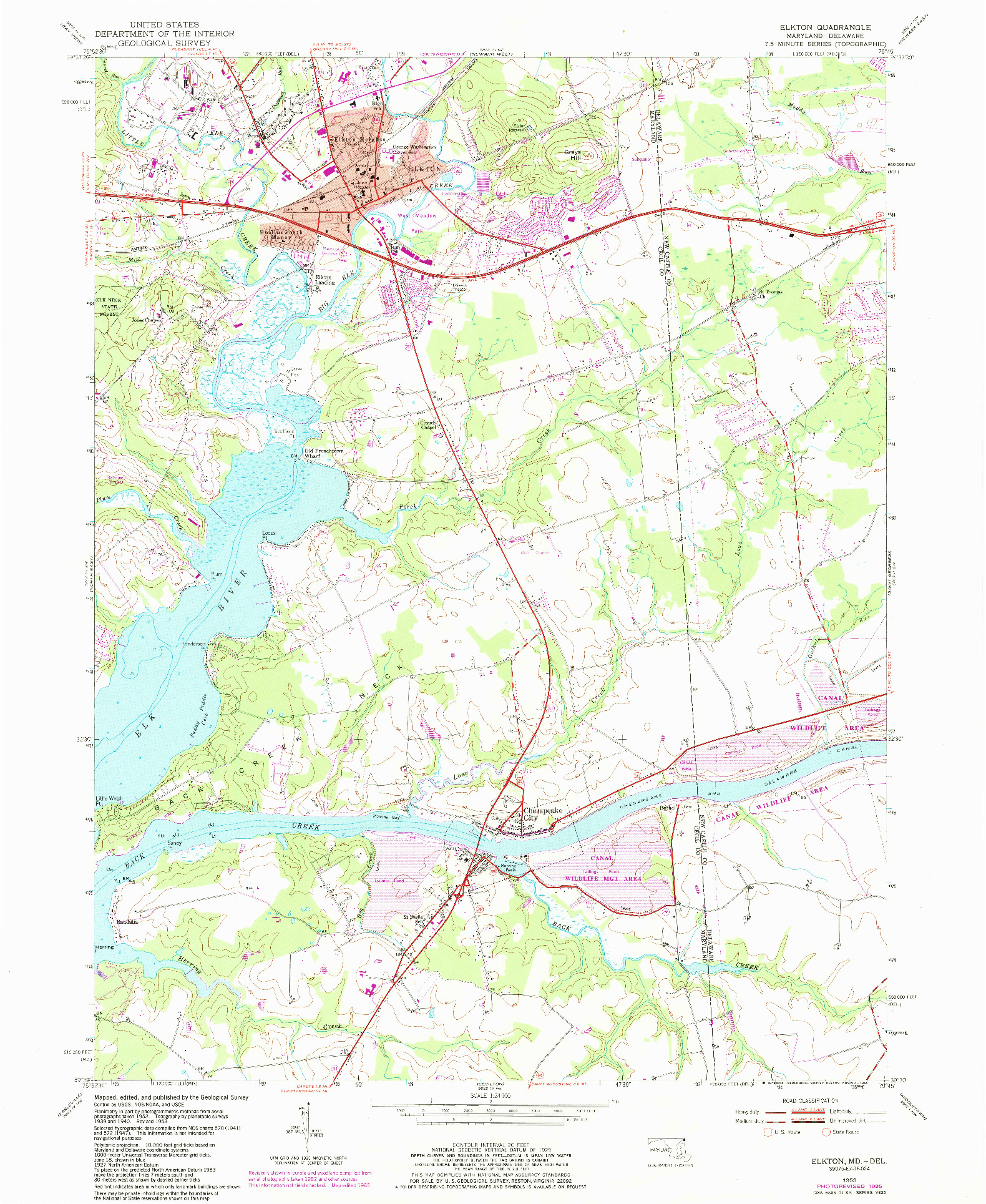 USGS 1:24000-SCALE QUADRANGLE FOR ELKTON, MD 1953