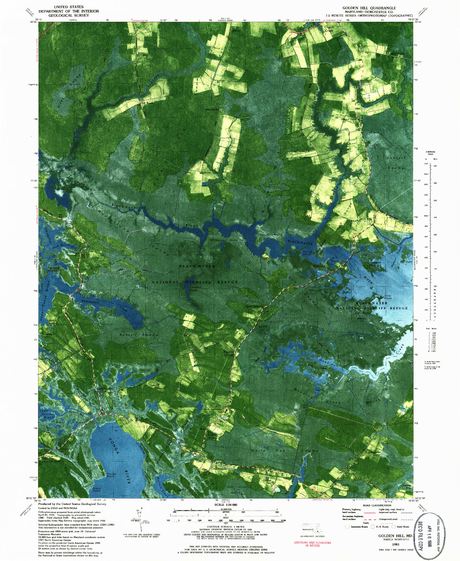 USGS 1:24000-SCALE QUADRANGLE FOR GOLDEN HILL, MD 1981