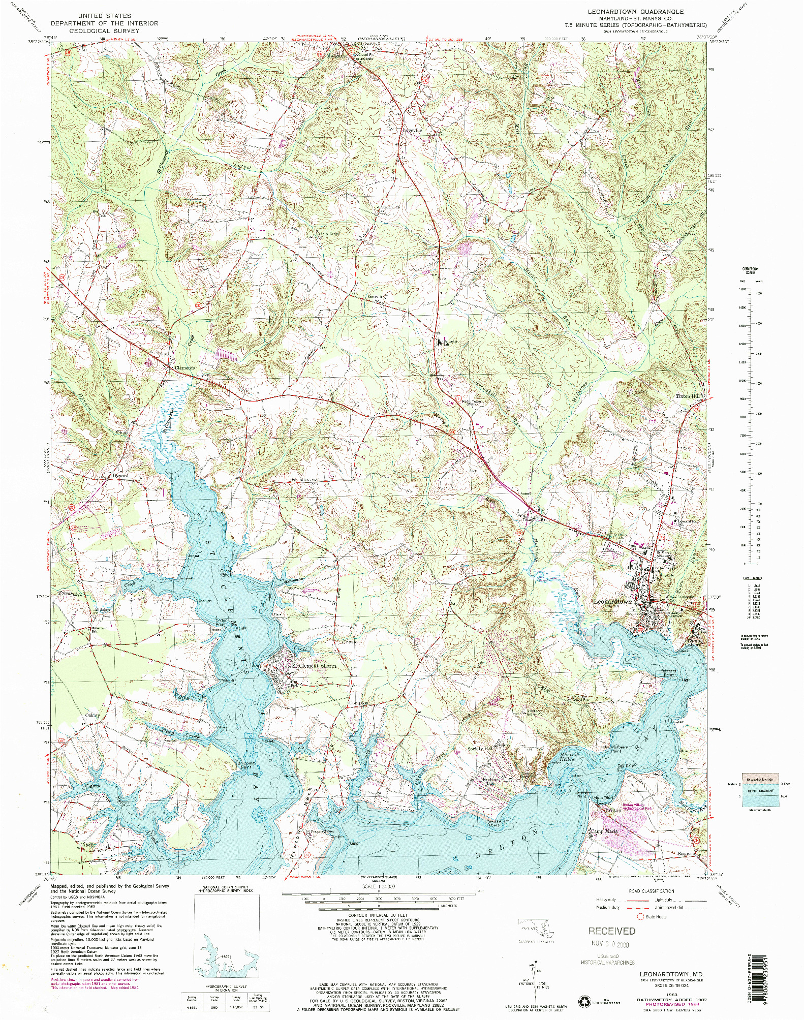 USGS 1:24000-SCALE QUADRANGLE FOR LEONARDTOWN, MD 1963