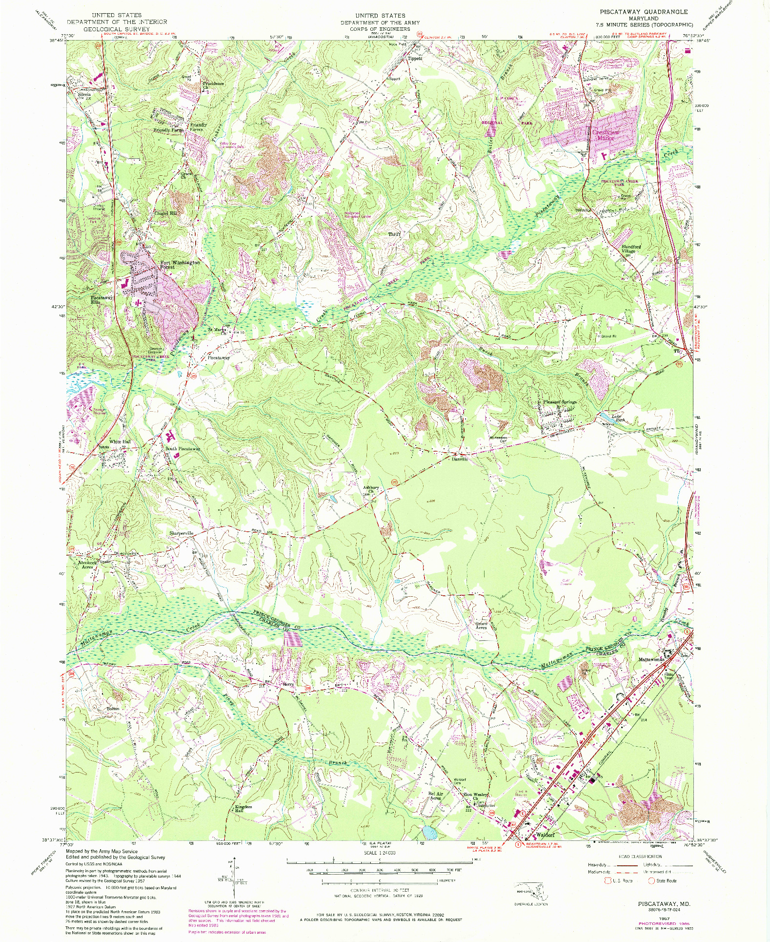 USGS 1:24000-SCALE QUADRANGLE FOR PISCATAWAY, MD 1957