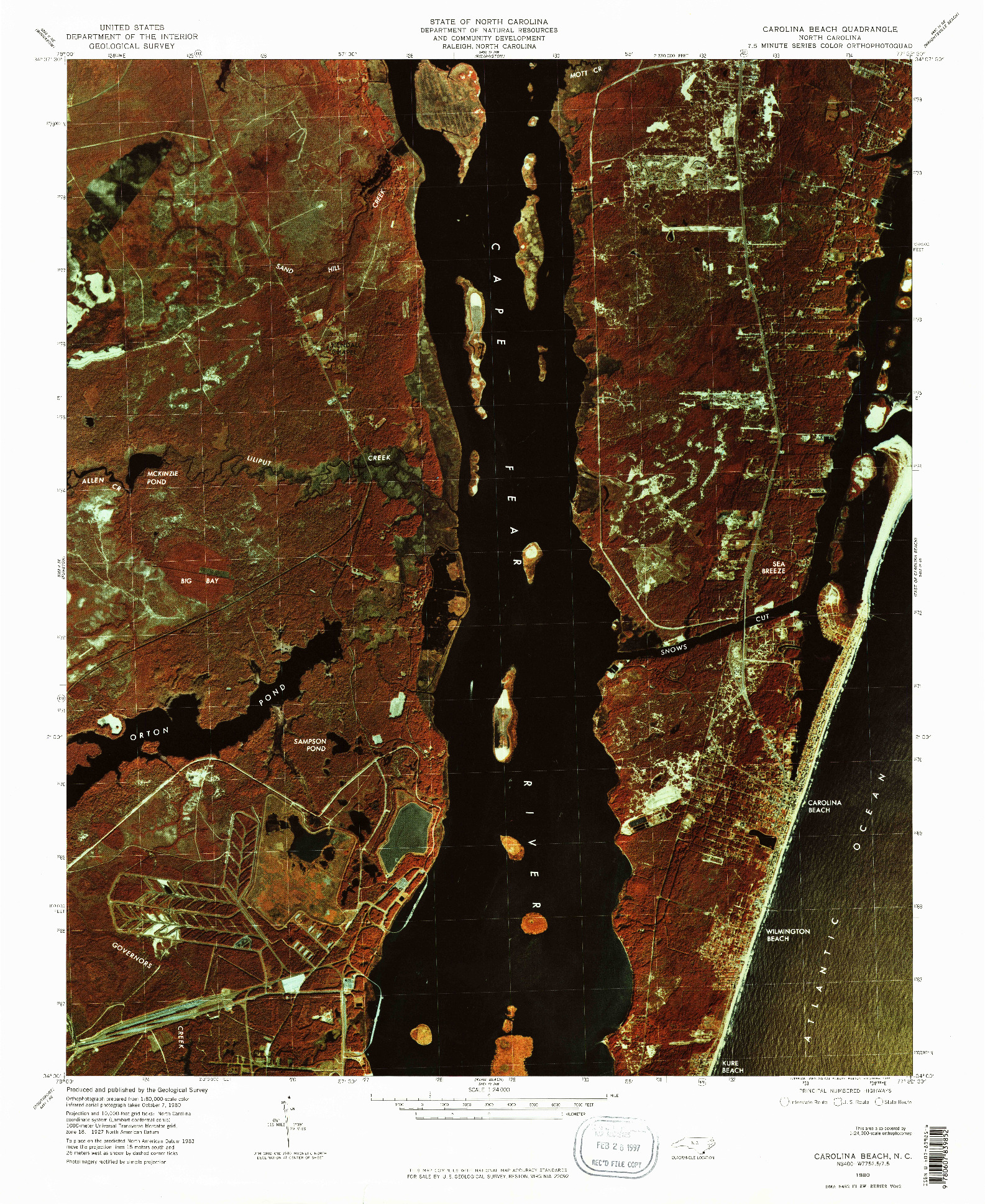 USGS 1:24000-SCALE QUADRANGLE FOR CAROLINA BEACH, NC 1980