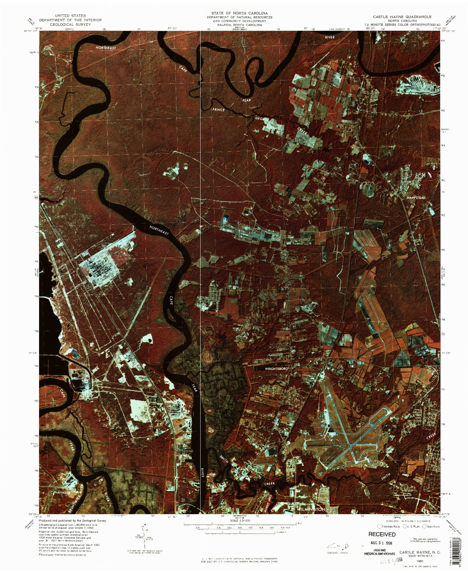 USGS 1:24000-SCALE QUADRANGLE FOR CASTLE HAYNE, NC 1980