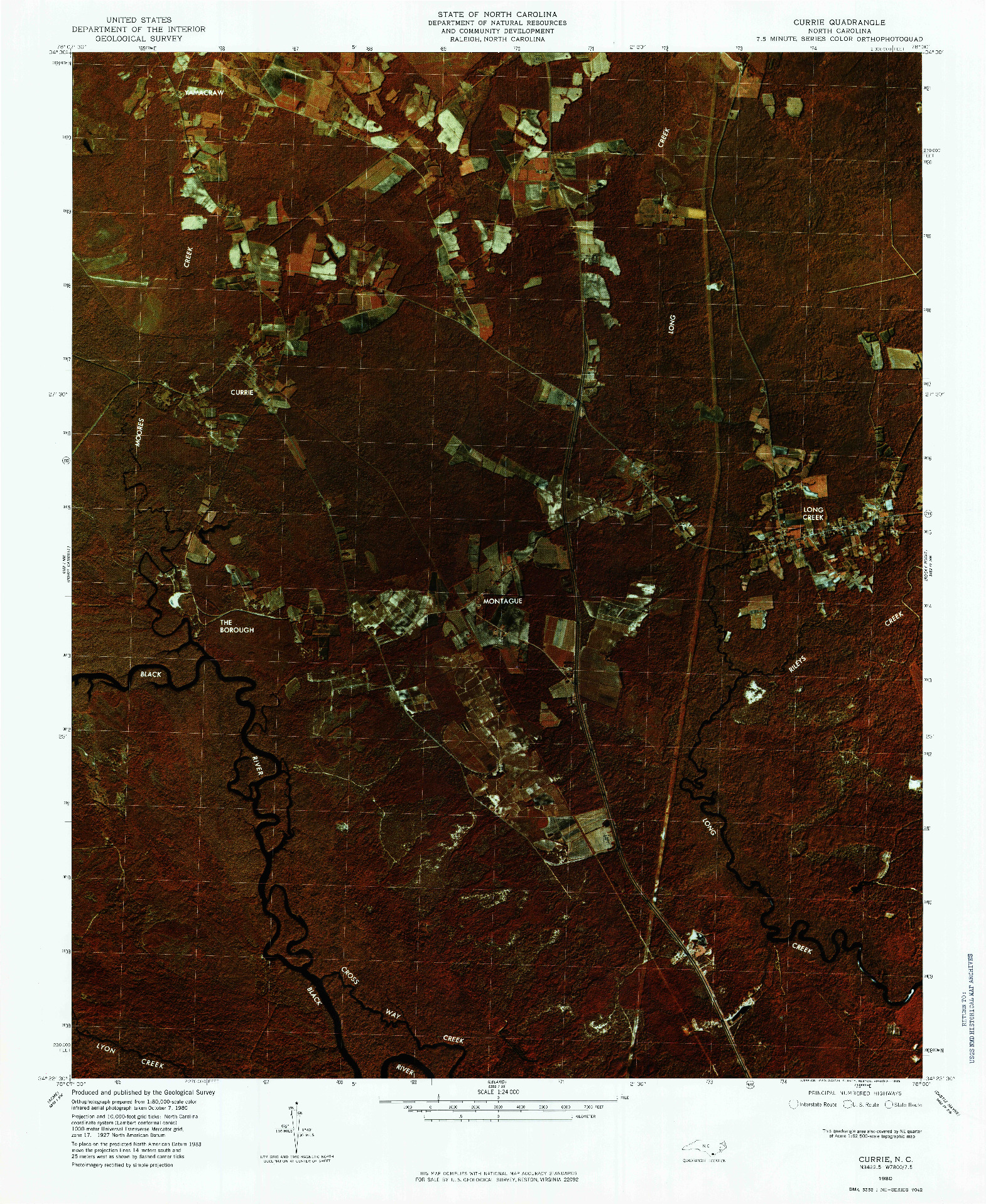 USGS 1:24000-SCALE QUADRANGLE FOR CURRIE, NC 1980