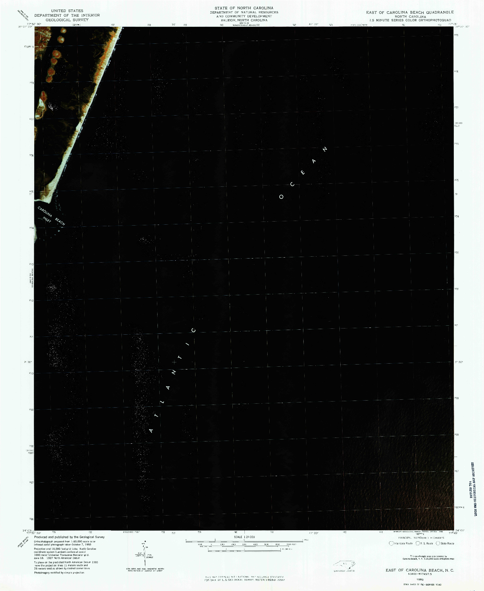 USGS 1:24000-SCALE QUADRANGLE FOR EAST OF CAROLINA BEACH, NC 1980