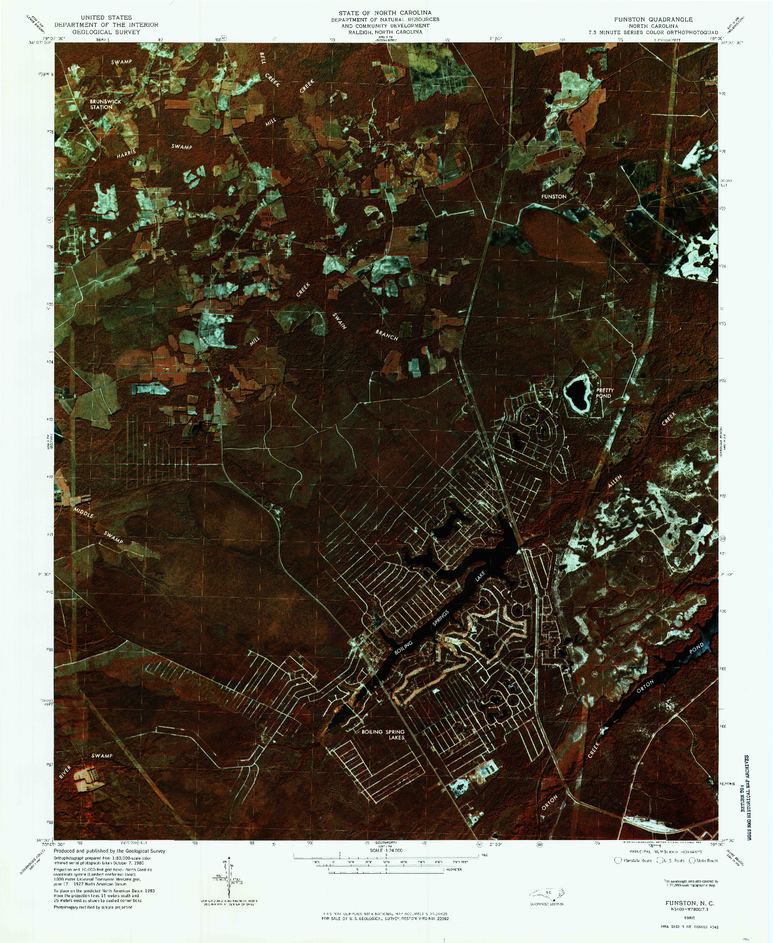 USGS 1:24000-SCALE QUADRANGLE FOR FUNSTON, NC 1980