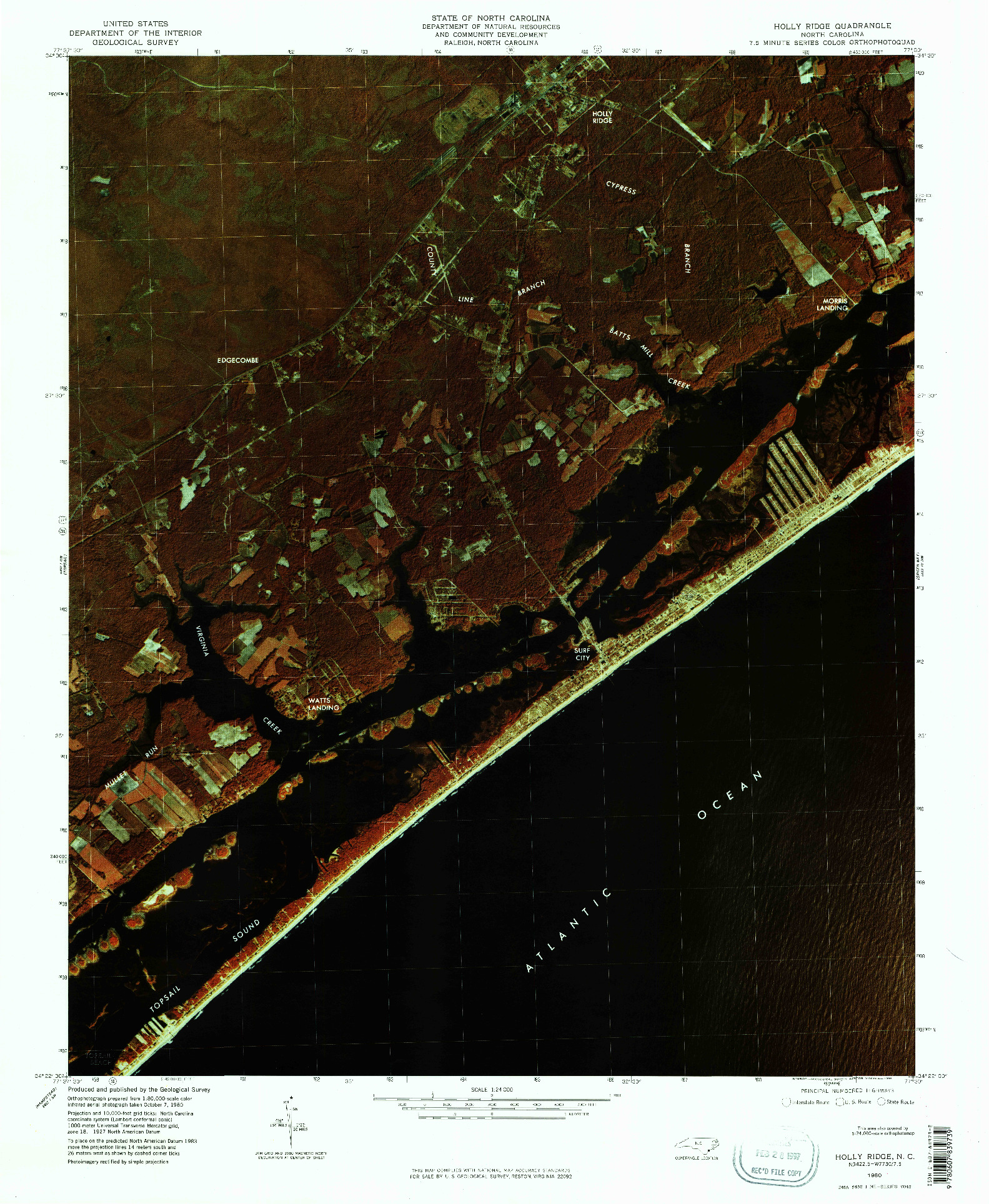 USGS 1:24000-SCALE QUADRANGLE FOR HOLLY RIDGE, NC 1980