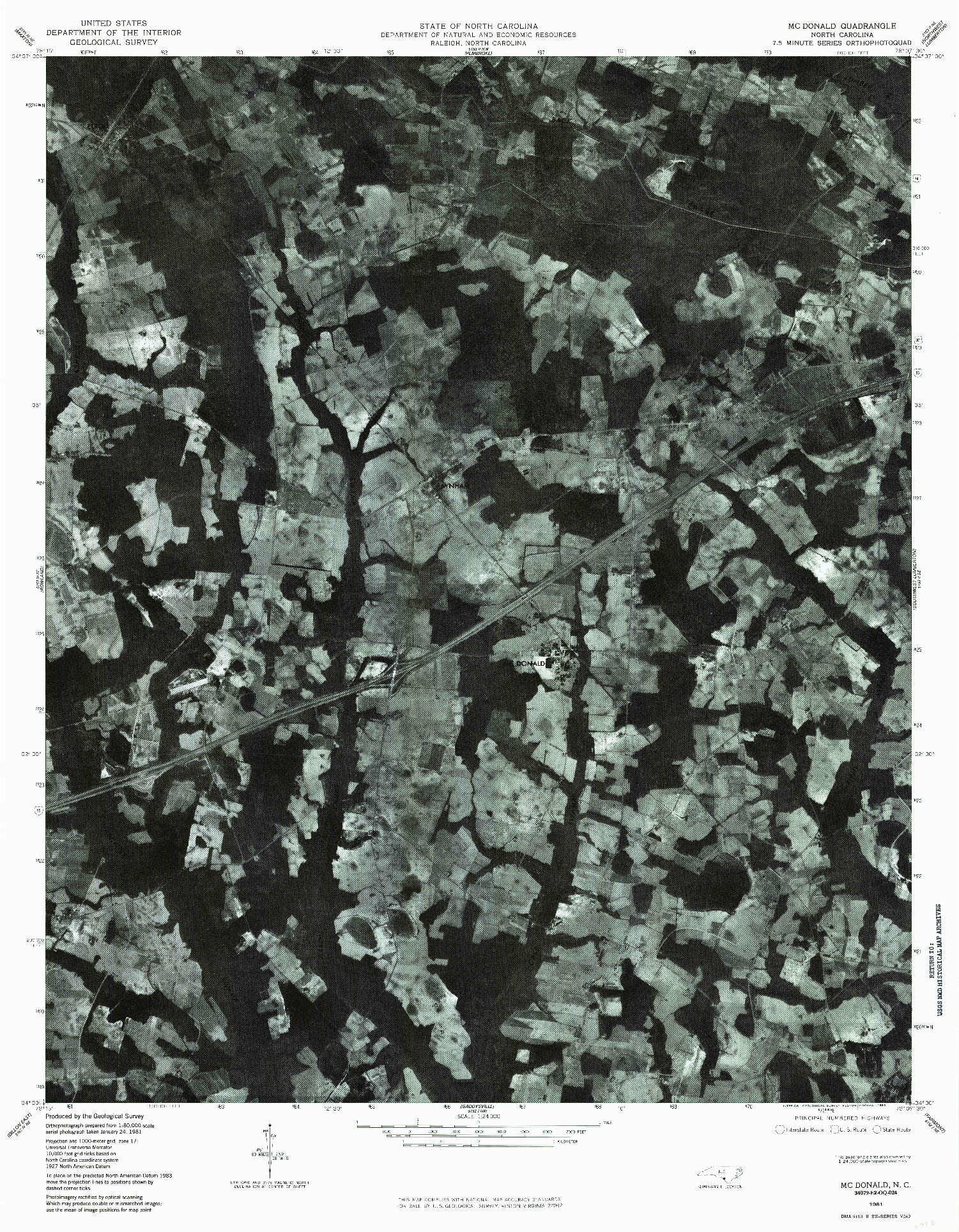 USGS 1:24000-SCALE QUADRANGLE FOR MC DONALD, NC 1981