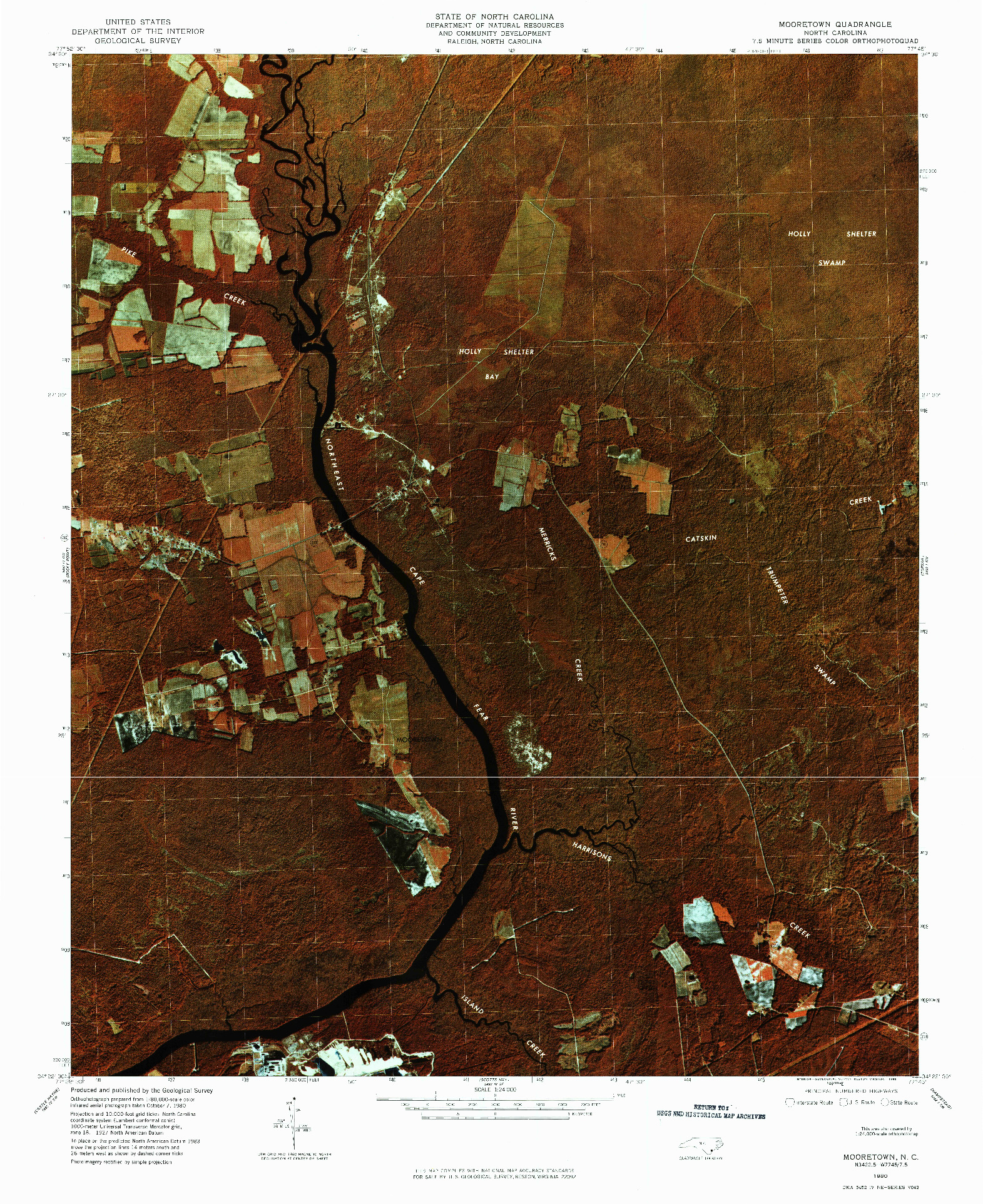 USGS 1:24000-SCALE QUADRANGLE FOR MOORETOWN, NC 1980