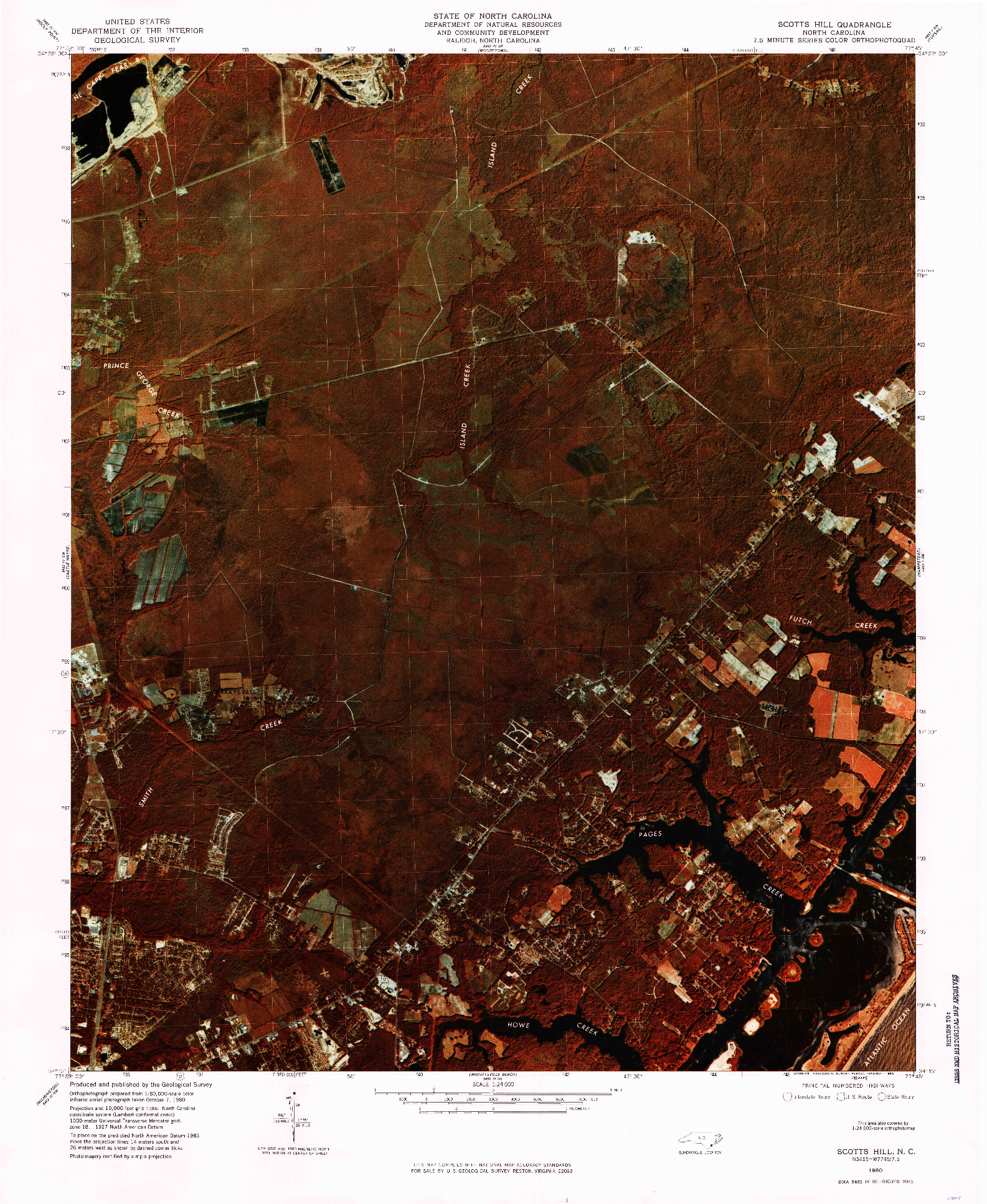 USGS 1:24000-SCALE QUADRANGLE FOR SCOTTS HILL, NC 1980