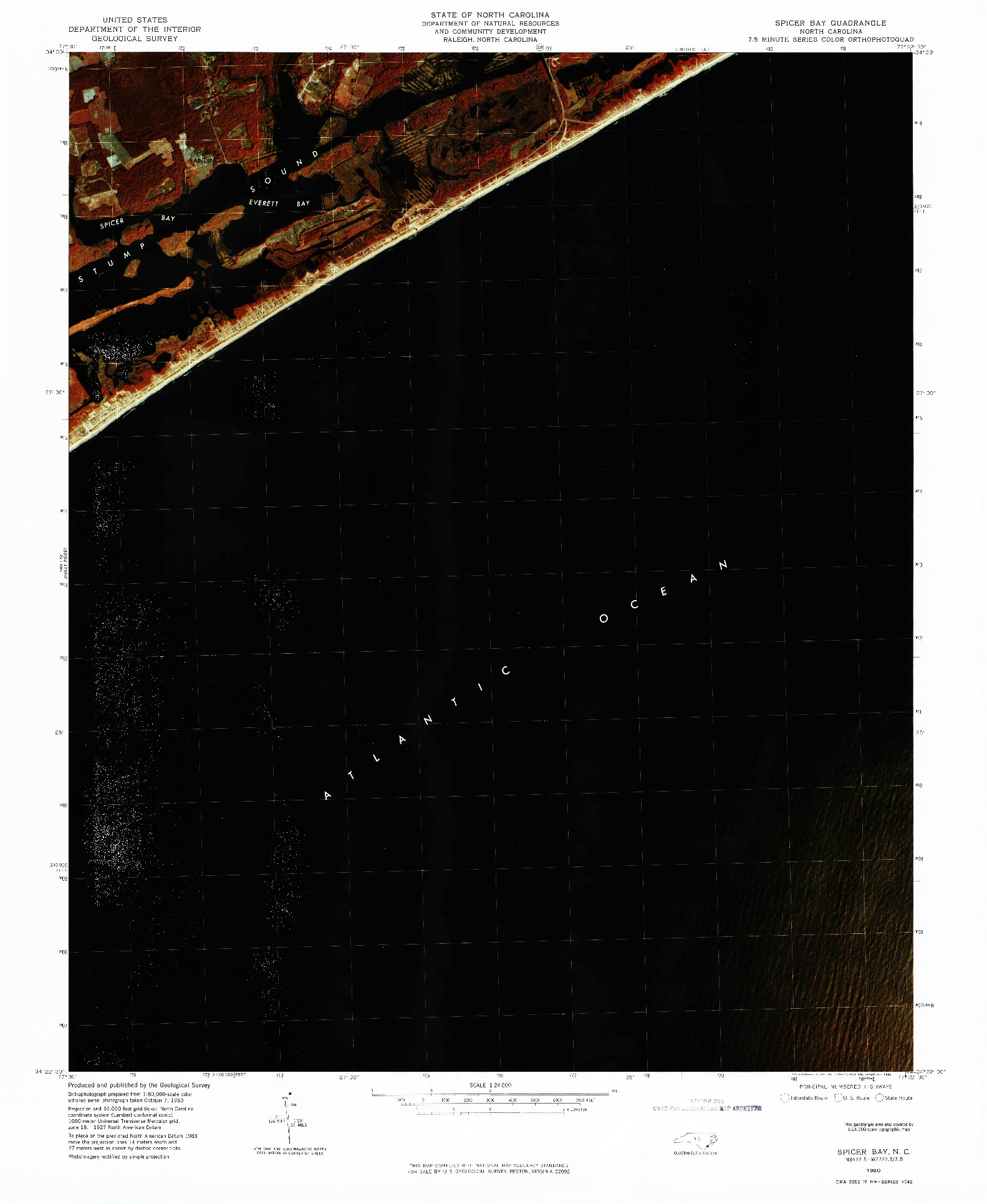 USGS 1:24000-SCALE QUADRANGLE FOR SPICER BAY, NC 1980