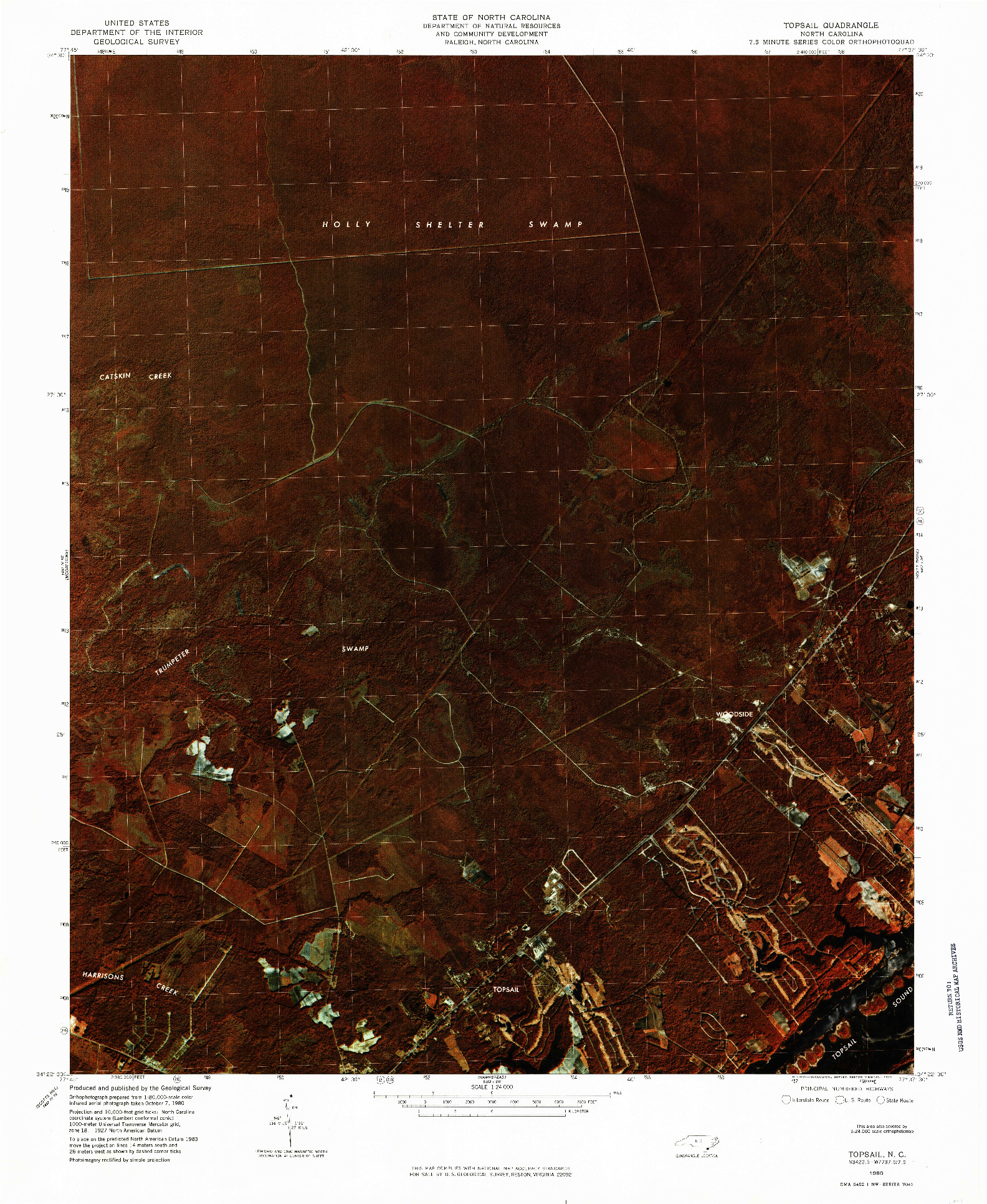 USGS 1:24000-SCALE QUADRANGLE FOR TOPSAIL, NC 1980