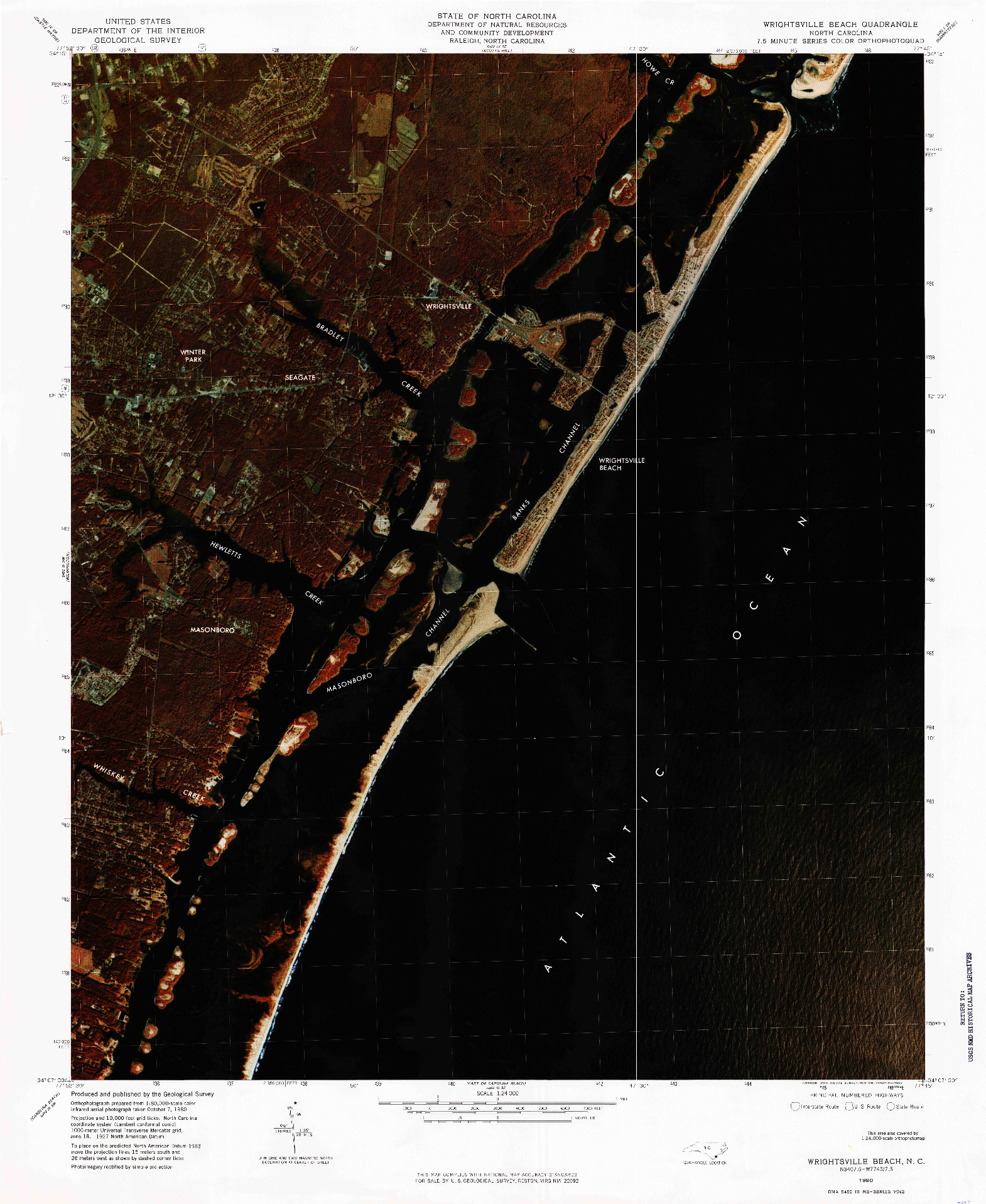 USGS 1:24000-SCALE QUADRANGLE FOR WRIGHTSVILLE BEACH, NC 1980