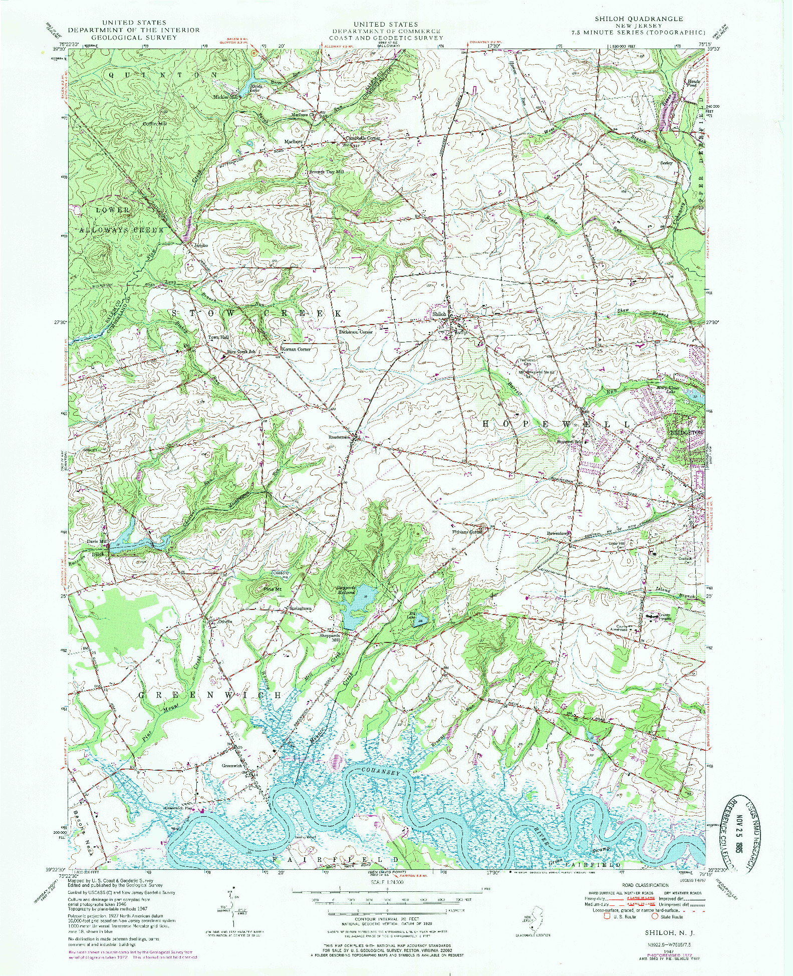 USGS 1:24000-SCALE QUADRANGLE FOR SHILOH, NJ 1947